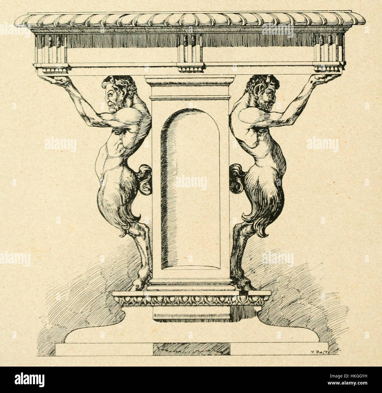 Satyre Piers est une peinture représentant probablement des thèmes mythologiques, se concentrant sur le satyre, une figure de la mythologie grecque connue pour ses traits mi-humains, mi-animaux. L’œuvre présente des figures dynamiques et des références mythiques. Banque D'Images