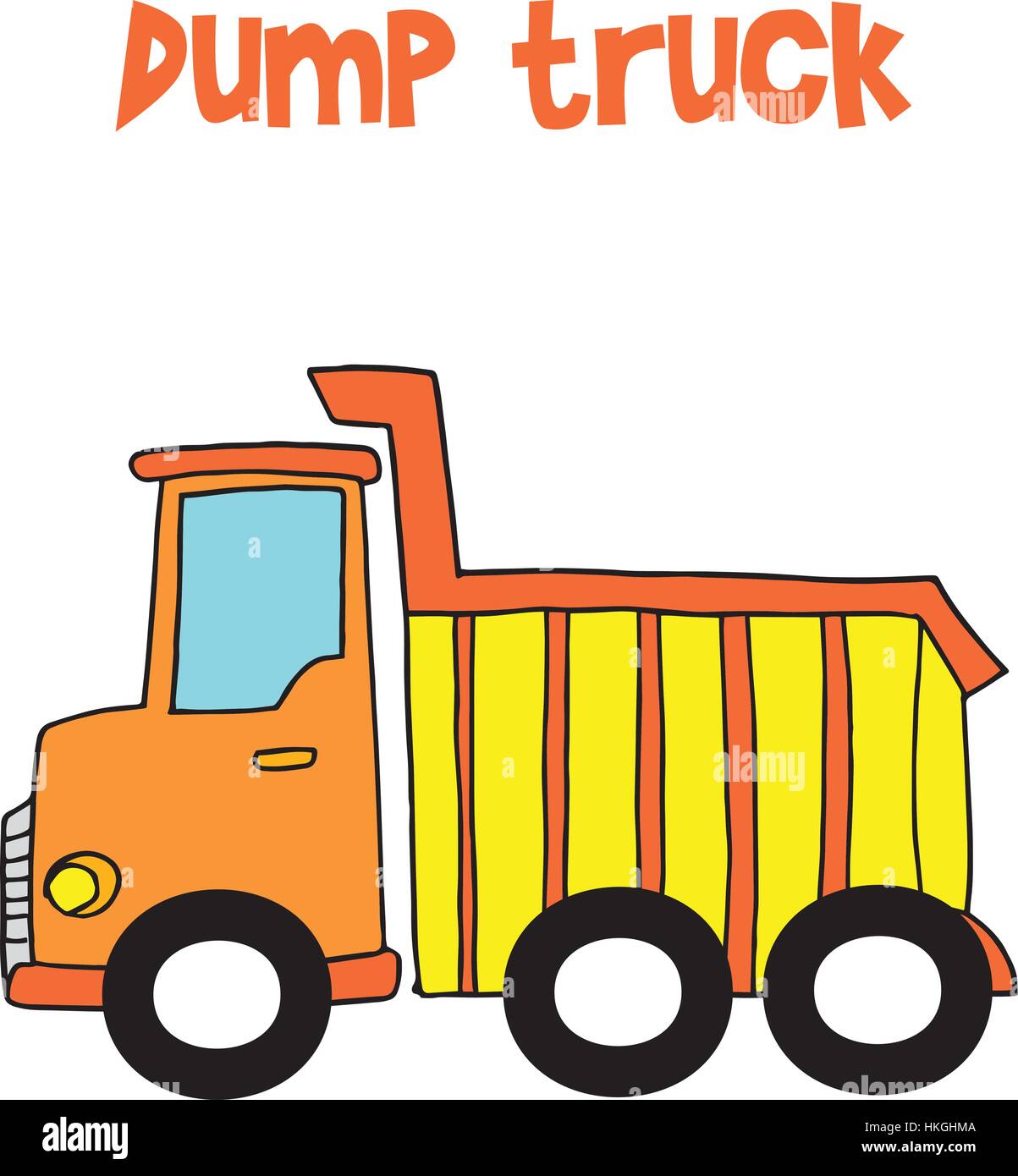 Vector cartoon dump truck jaune Illustration de Vecteur