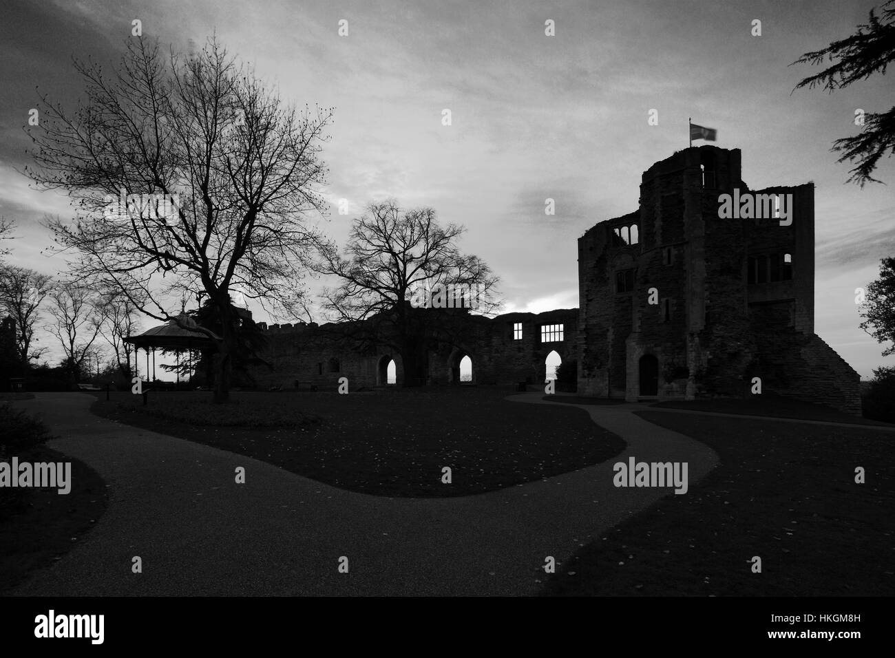 Neige de l'hiver, Château de Newark, à Newark on Trent, Nottinghamshire, Angleterre, Royaume-Uni Banque D'Images