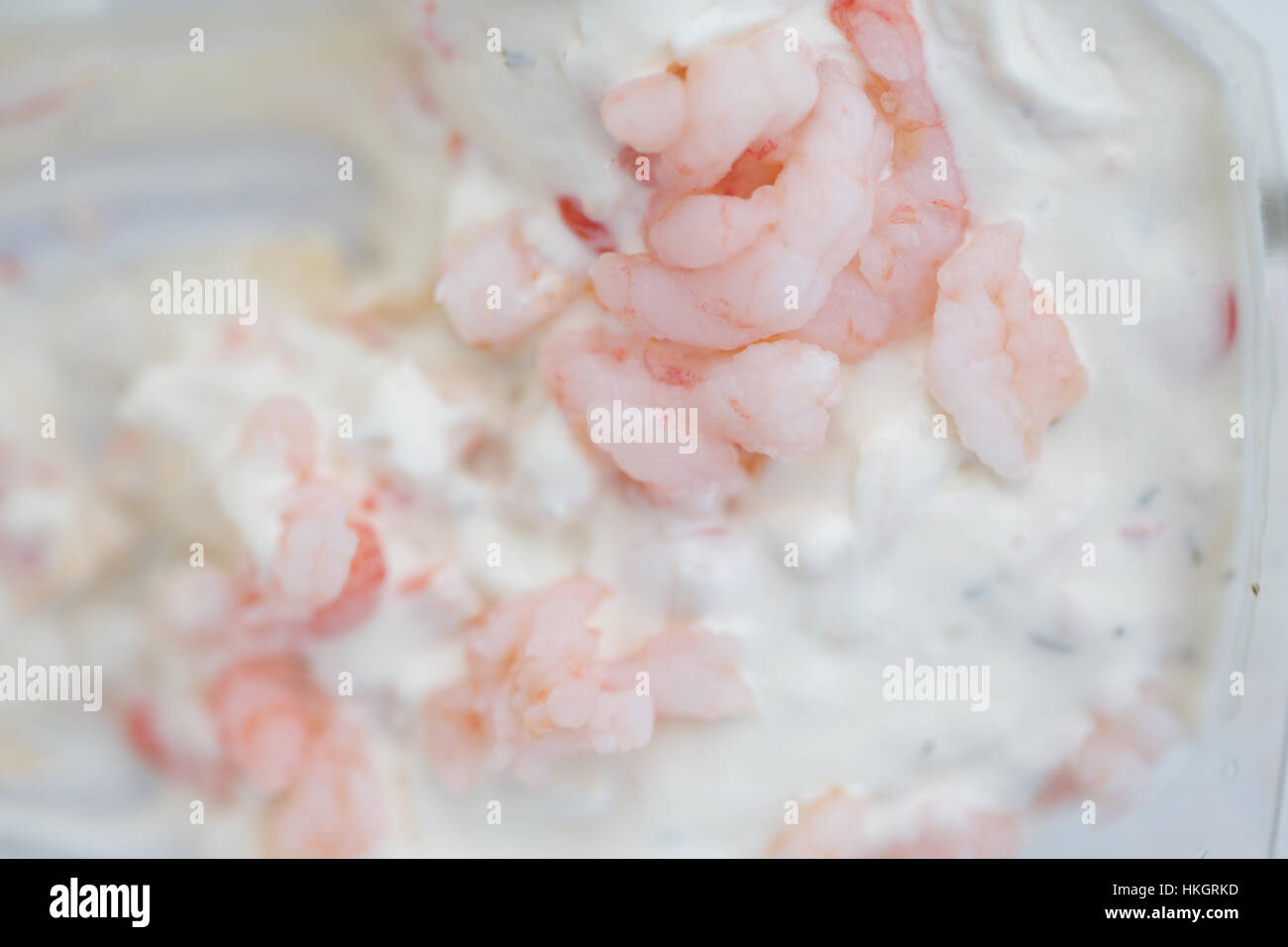 Les crevettes et la mayonnaise salade. Les fruits de mer, l'intoxication alimentaire, de