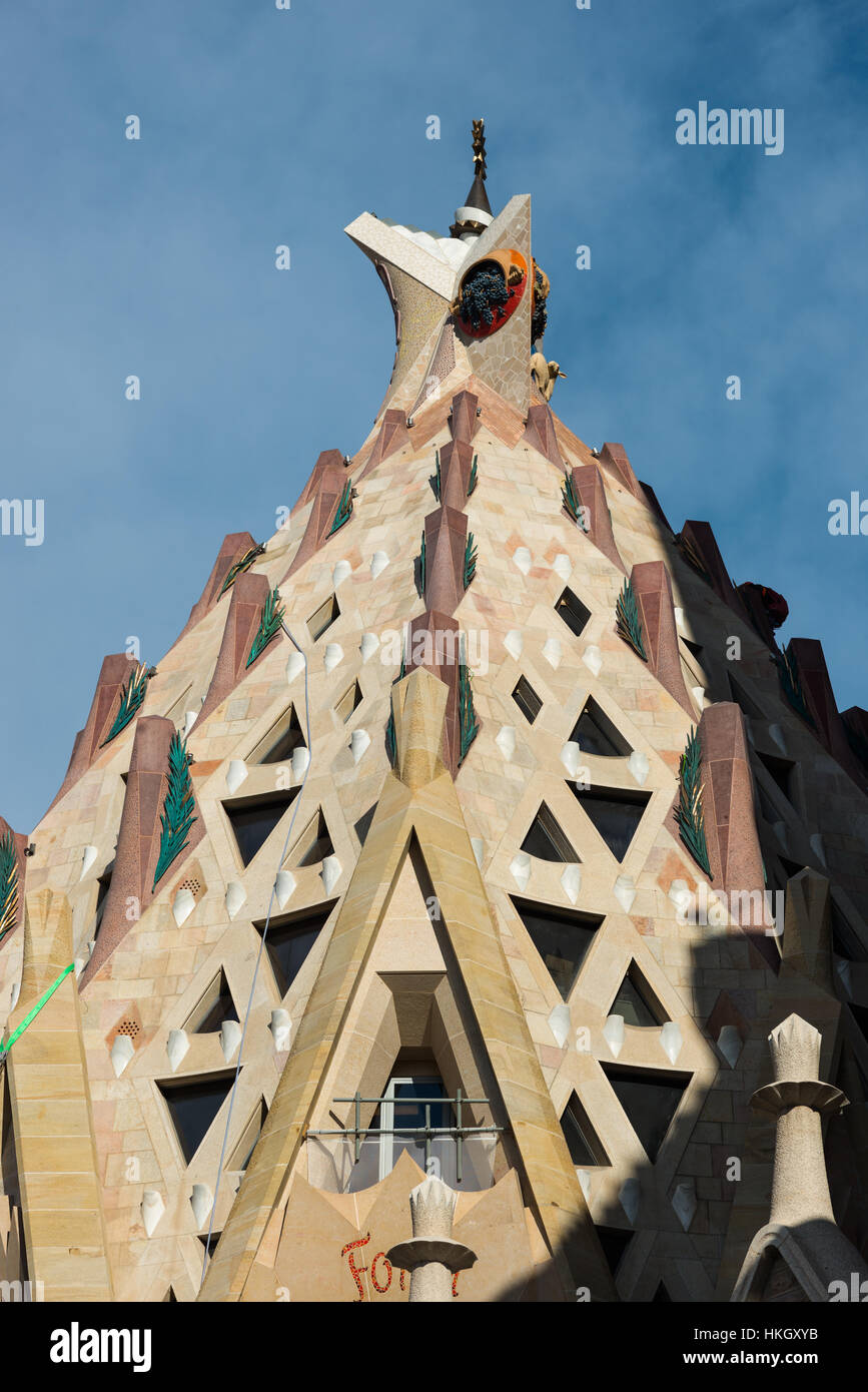 La nouvelle sacristie de l'aile ouest de la Sagrada Família d'Antoni Gaudí à Barcelone. La Catalogne, Espagne. Banque D'Images