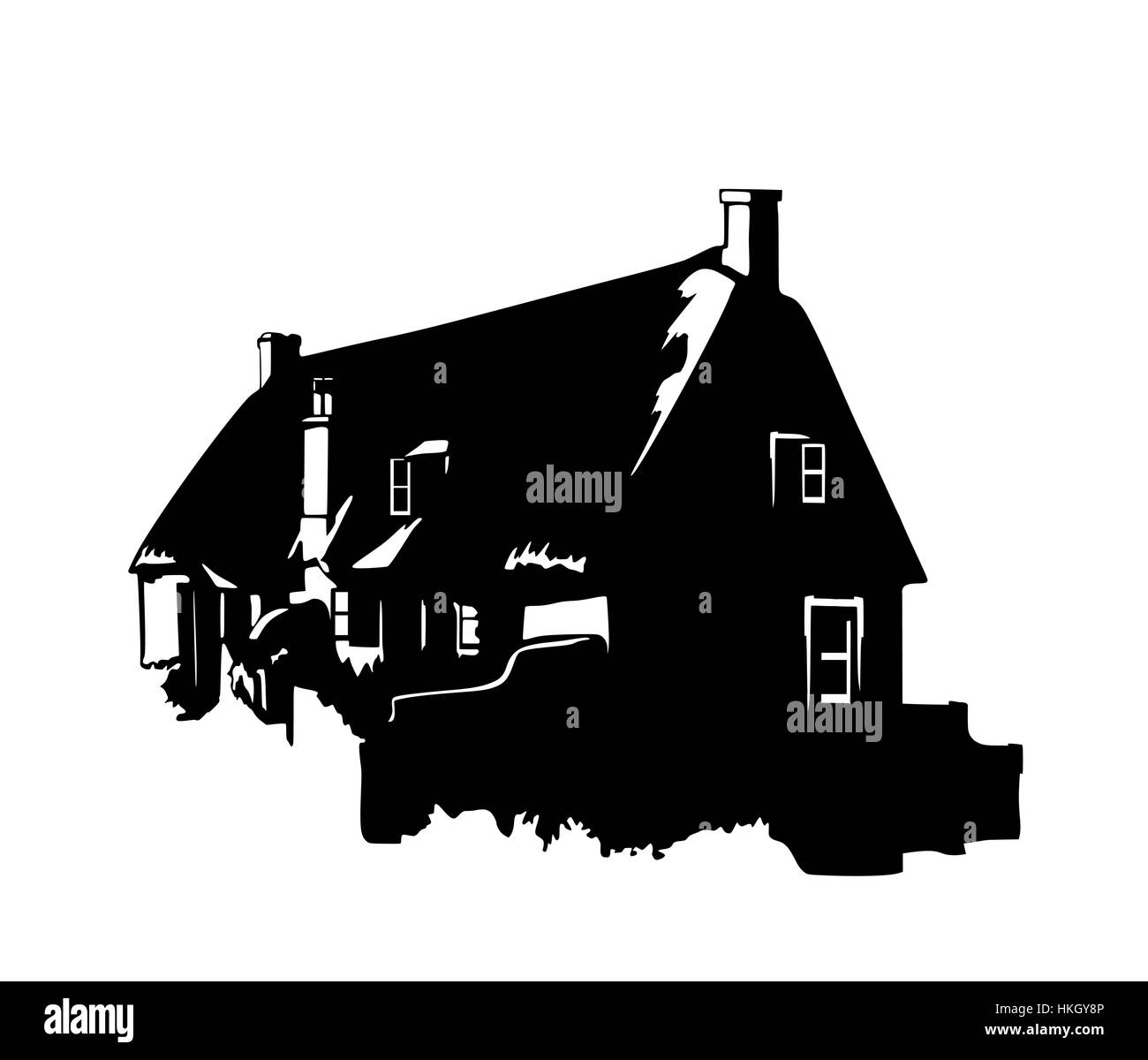 Vector silhouette d'une maison rurale anglaise vintage Illustration de Vecteur