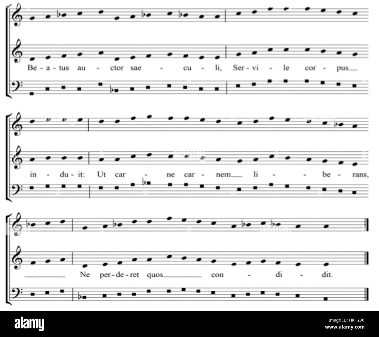 A solis ortus cardine est un manuscrit musical médiéval présentant un morceau de musique sacrée, représentant une forme précoce de polyphonie, un développement dans l'évolution de la musique occidentale. Banque D'Images