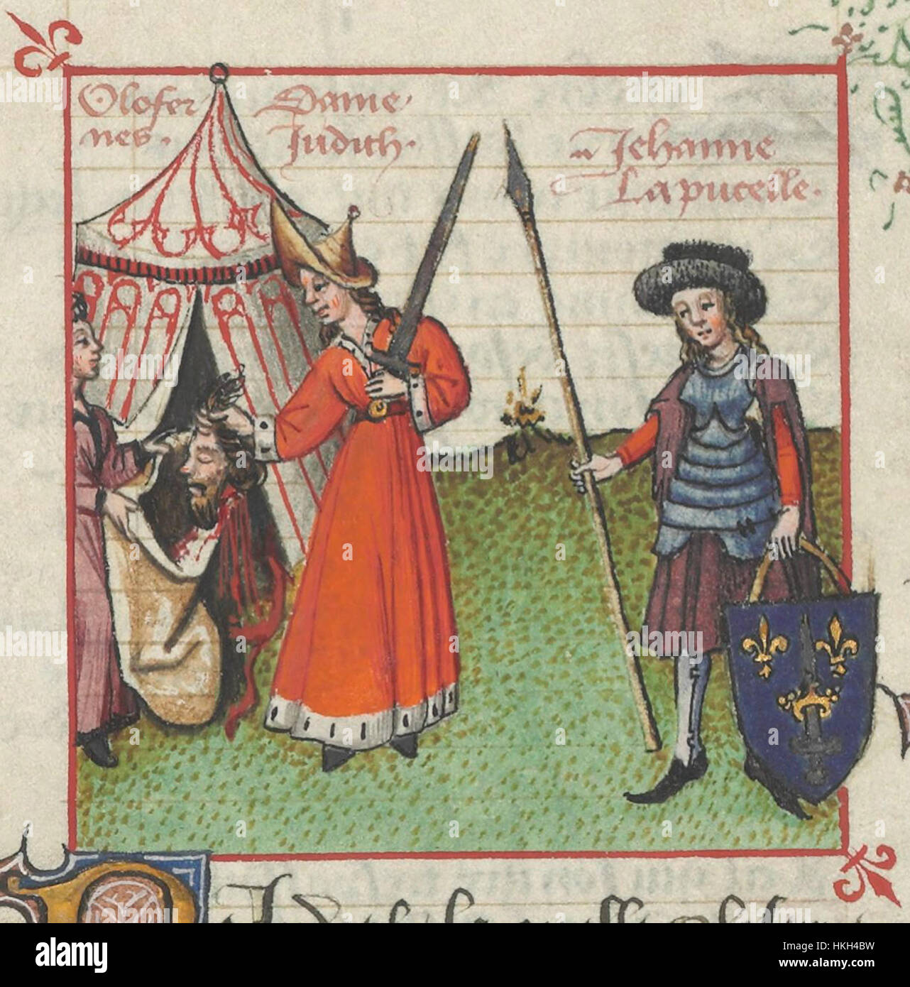 Cette peinture illustre Jeanne d’Arc telle que représentée dans l’œuvre de Martin le Franc, la présentant comme la championne des femmes. L'œuvre reflète des thèmes historiques et littéraires, la dépeignant sous un jour héroïque et symbolique dans le contexte de la chevalerie médiévale. Banque D'Images Cette peinture illustre Jeanne d’Arc telle que représentée dans l’œuvre de Martin le Franc, la présentant comme la championne des femmes. L'œuvre reflète des thèmes historiques et littéraires, la dépeignant sous un jour héroïque et symbolique dans le contexte de la chevalerie médiévale. Banque D'Images