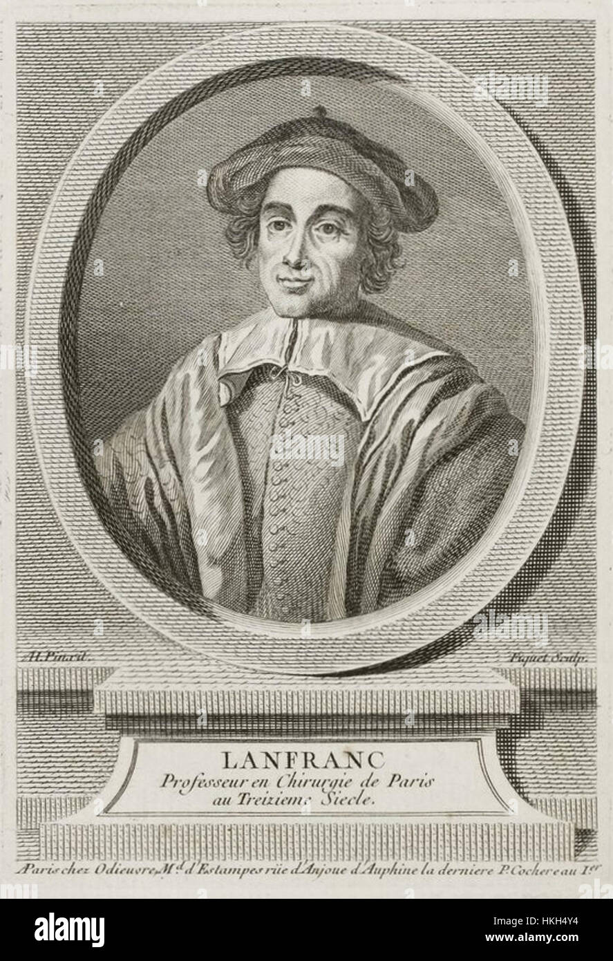 Ce portrait historique représente Lanfranc de Milan, figure influente de l'église médiévale. La peinture capture sa tenue cléricale et son expression digne, représentant son importance religieuse au XIe siècle. Banque D'Images
