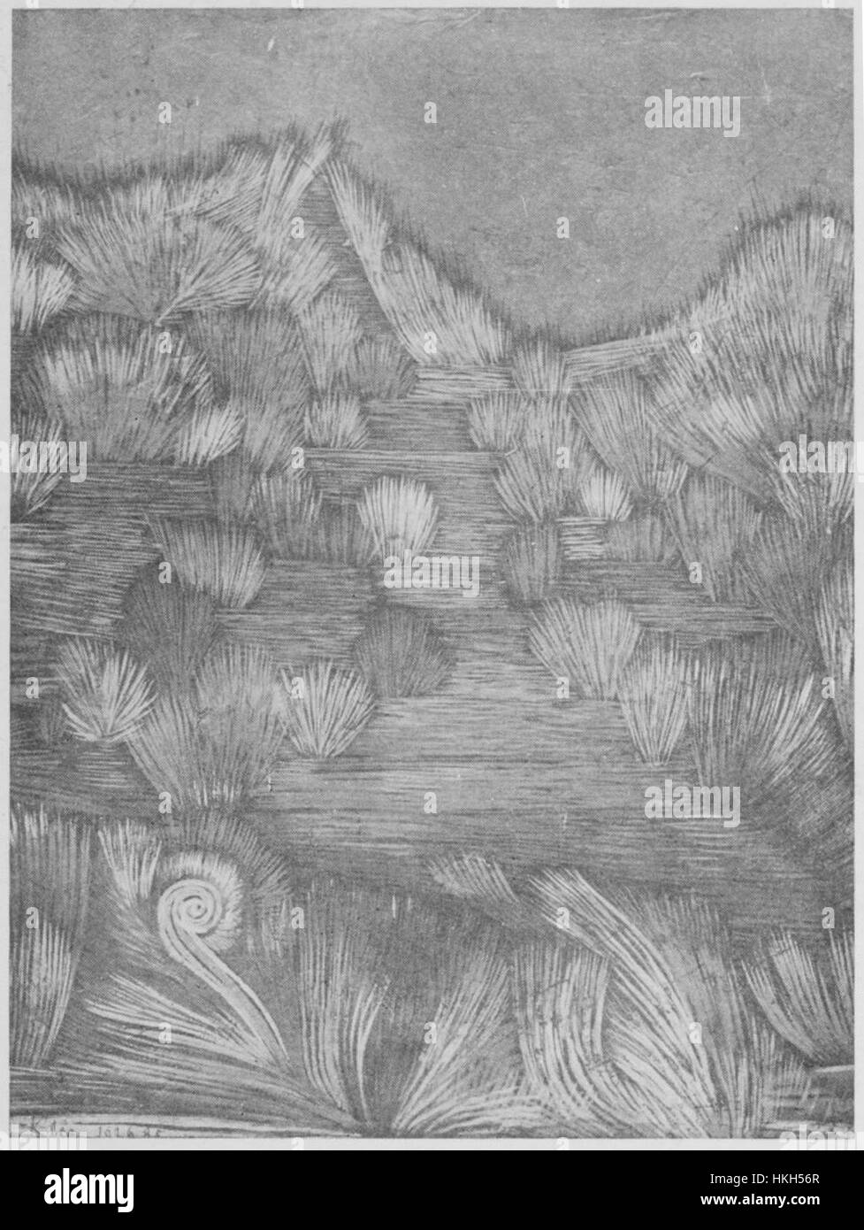 L’illustration de Paul Klee de 1930 met en valeur l’approche unique de l’artiste en matière d’abstraction et de surréalisme. Son utilisation distinctive de la couleur et de la forme évoque l'émotion et la réflexion intellectuelle dans cette œuvre vintage. Banque D'Images