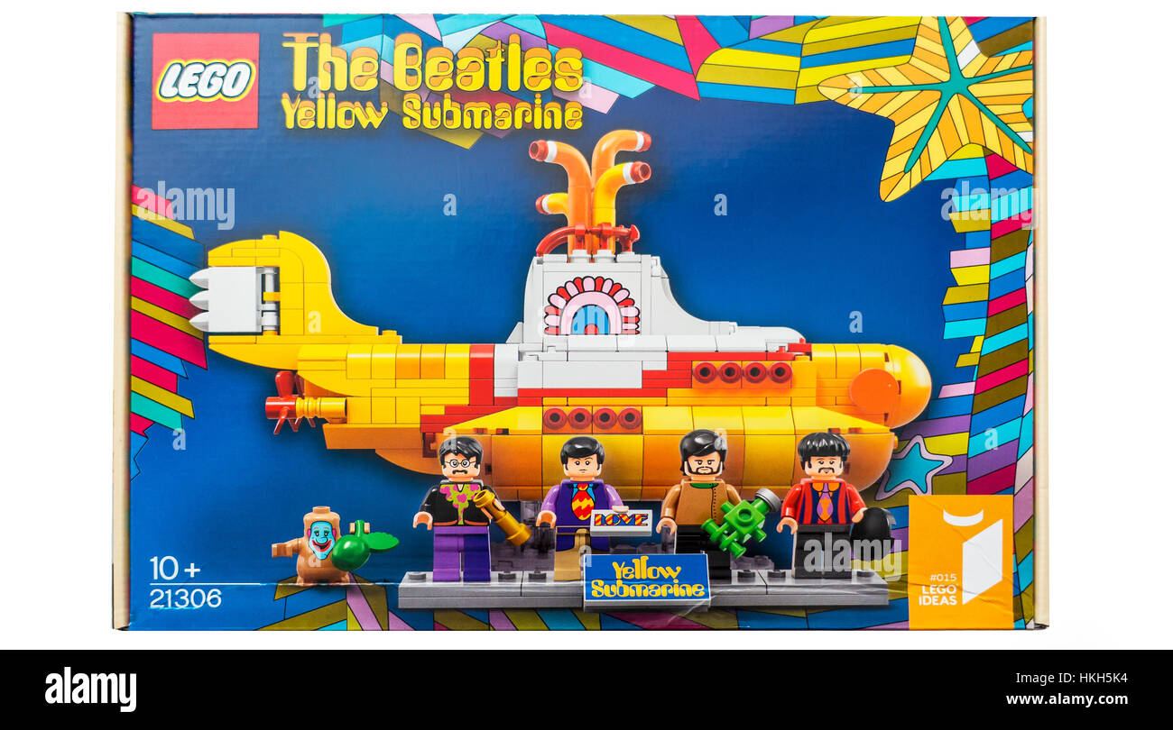 Le sous-marin jaune des Beatles Lego Construction Kit Banque D'Images