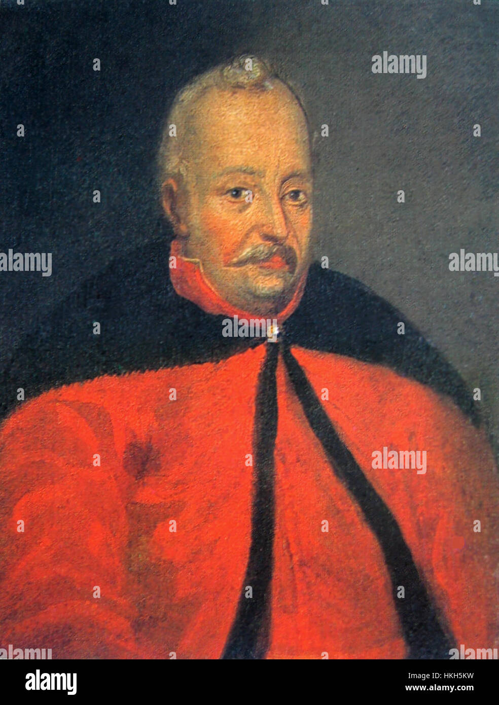 Portrait de Jan Zamoyski, noble, magnat et chef militaire polonais du XVIe siècle. Zamoyski joue un rôle clé dans la politique polono-lituanienne, en tant que grand chancelier et hetman. Banque D'Images