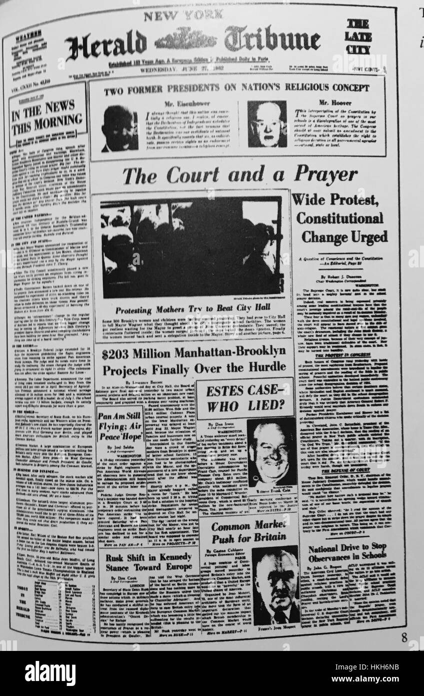 New York Herald Tribune le 27 juin 1962 Banque D'Images