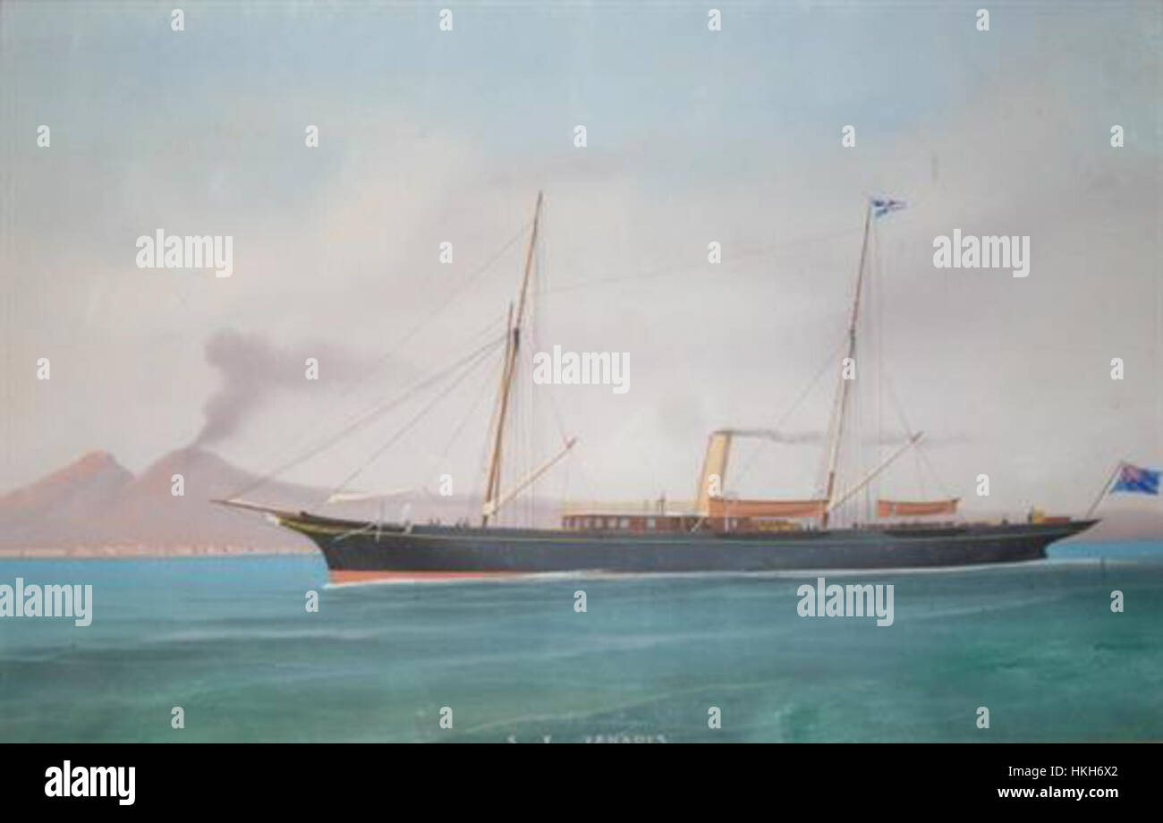 Attribué à Antonio de Simone (ca. 1850 1920) Le yacht à vapeur de Vanadis, dans la baie de Naples Banque D'Images