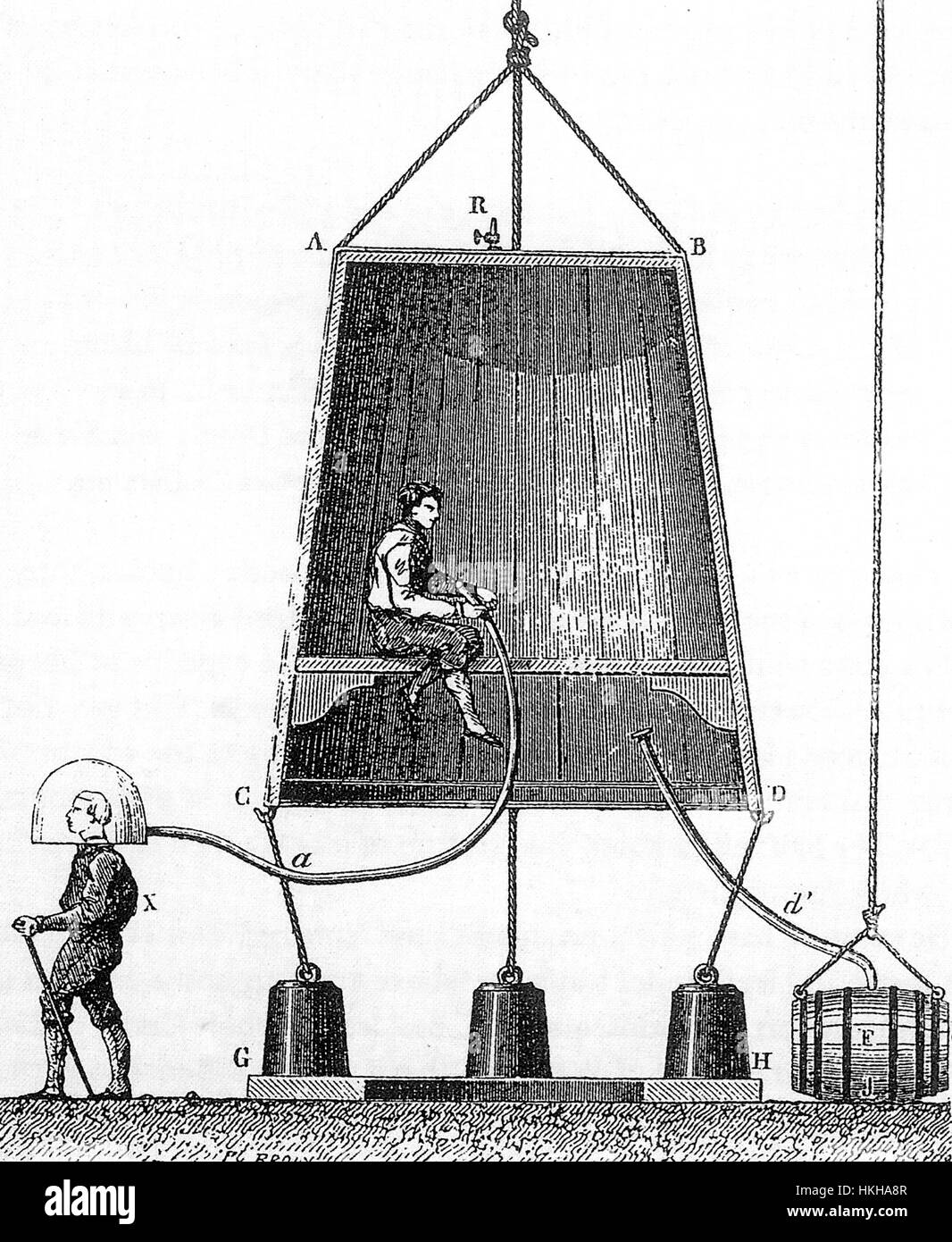 EDMUND HALLEY (1656-1742) scientifique anglais. Un de ses dessins pour un scaphandre sur 1690 Banque D'Images