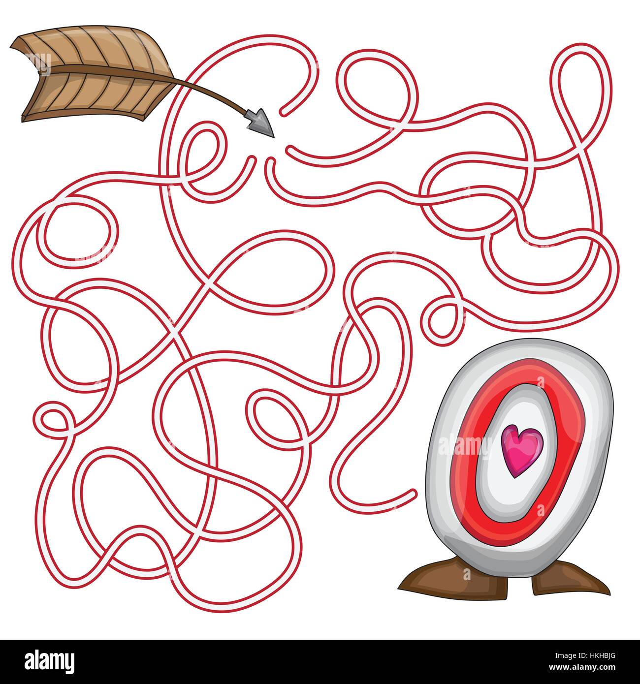 Jeu de puzzle labyrinthe de Saint-Jean Saint Valentin - 14 Février Illustration de Vecteur