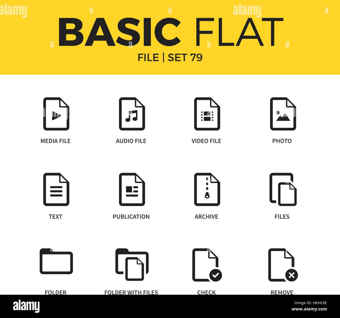 Ensemble de base d'icônes de fichier Illustration de Vecteur