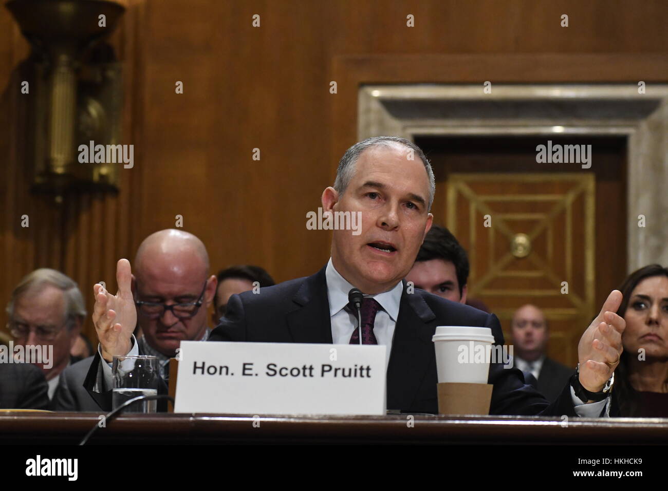 New York procureur général Scott Pruitt témoigne à son audience de confirmation au Sénat comité APE Banque D'Images