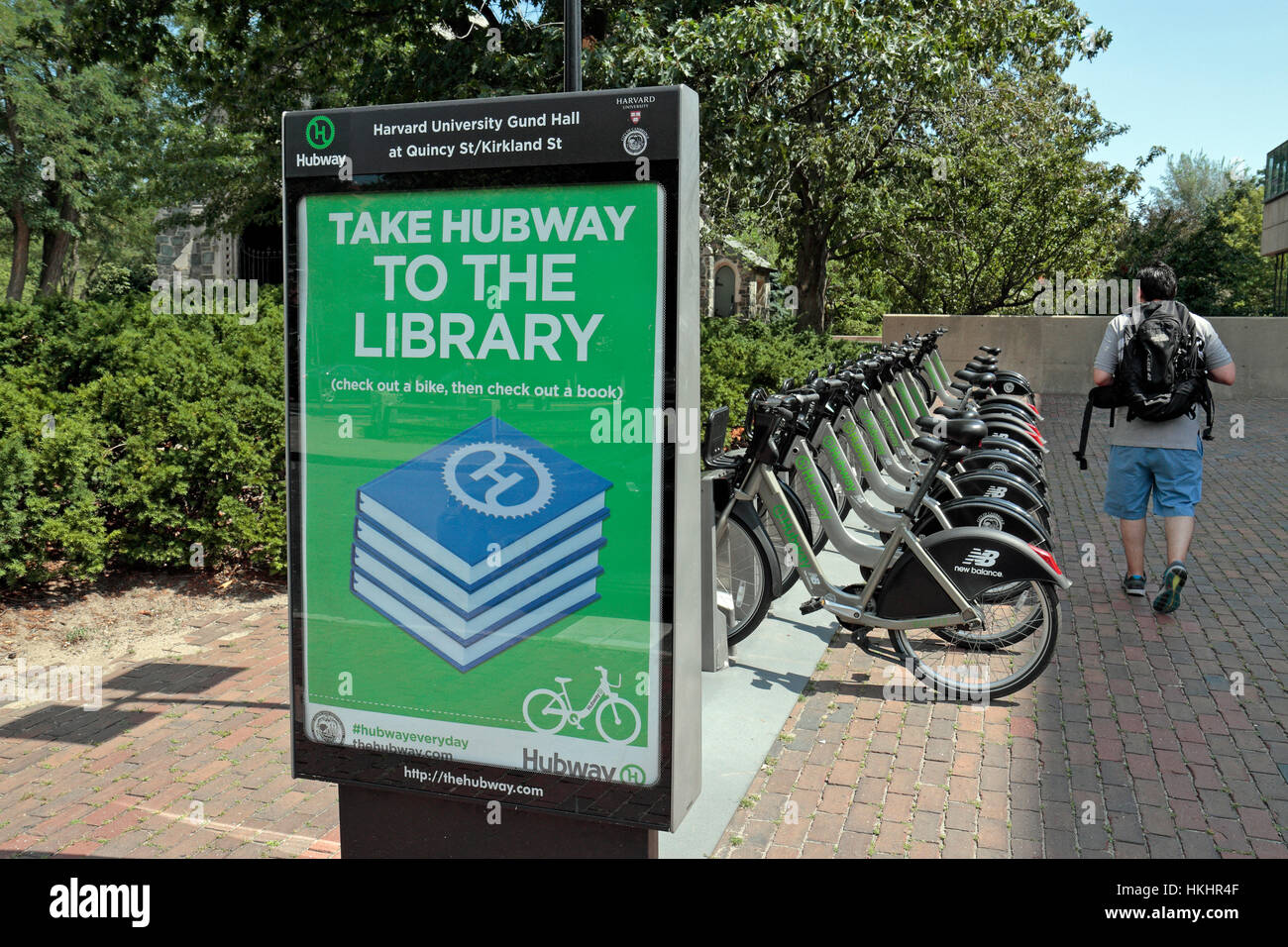Un Harvard Hubway location station dans l'Université de Harvard, Boston, Cambridge, MA, États-Unis. Banque D'Images