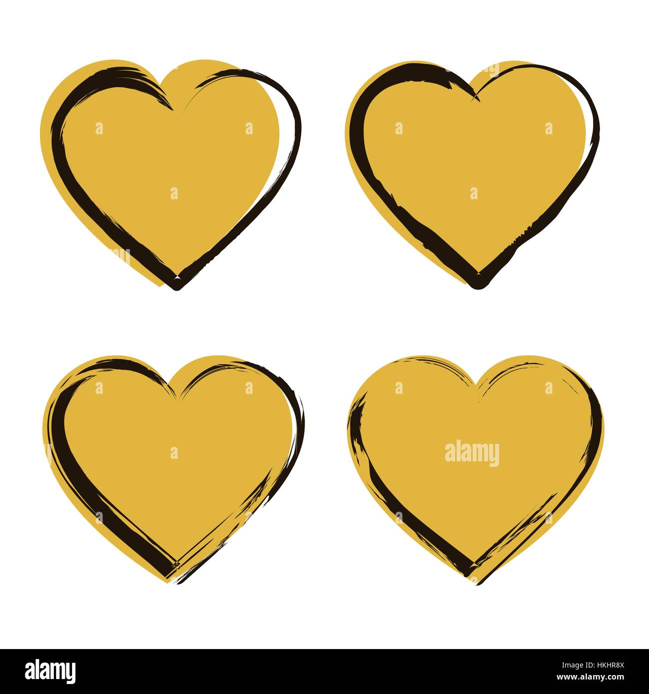 Golden Heart Icon Set Illustration de Vecteur