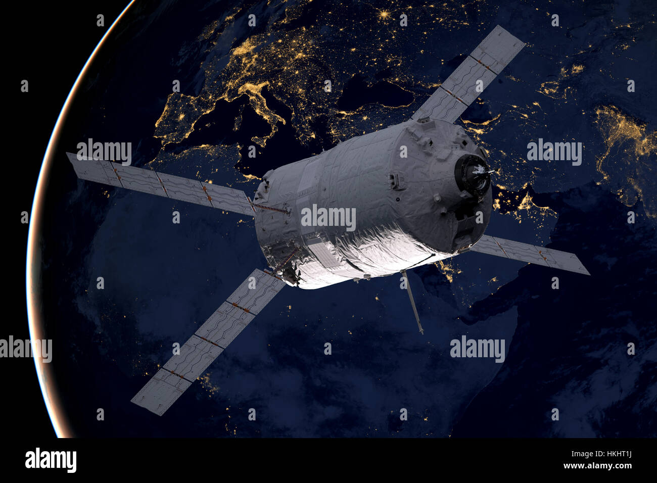 Vaisseaux Cargo - Le véhicule de transfert automatique sur la planète Terre. Éléments de cette image fournie par la NASA. Banque D'Images