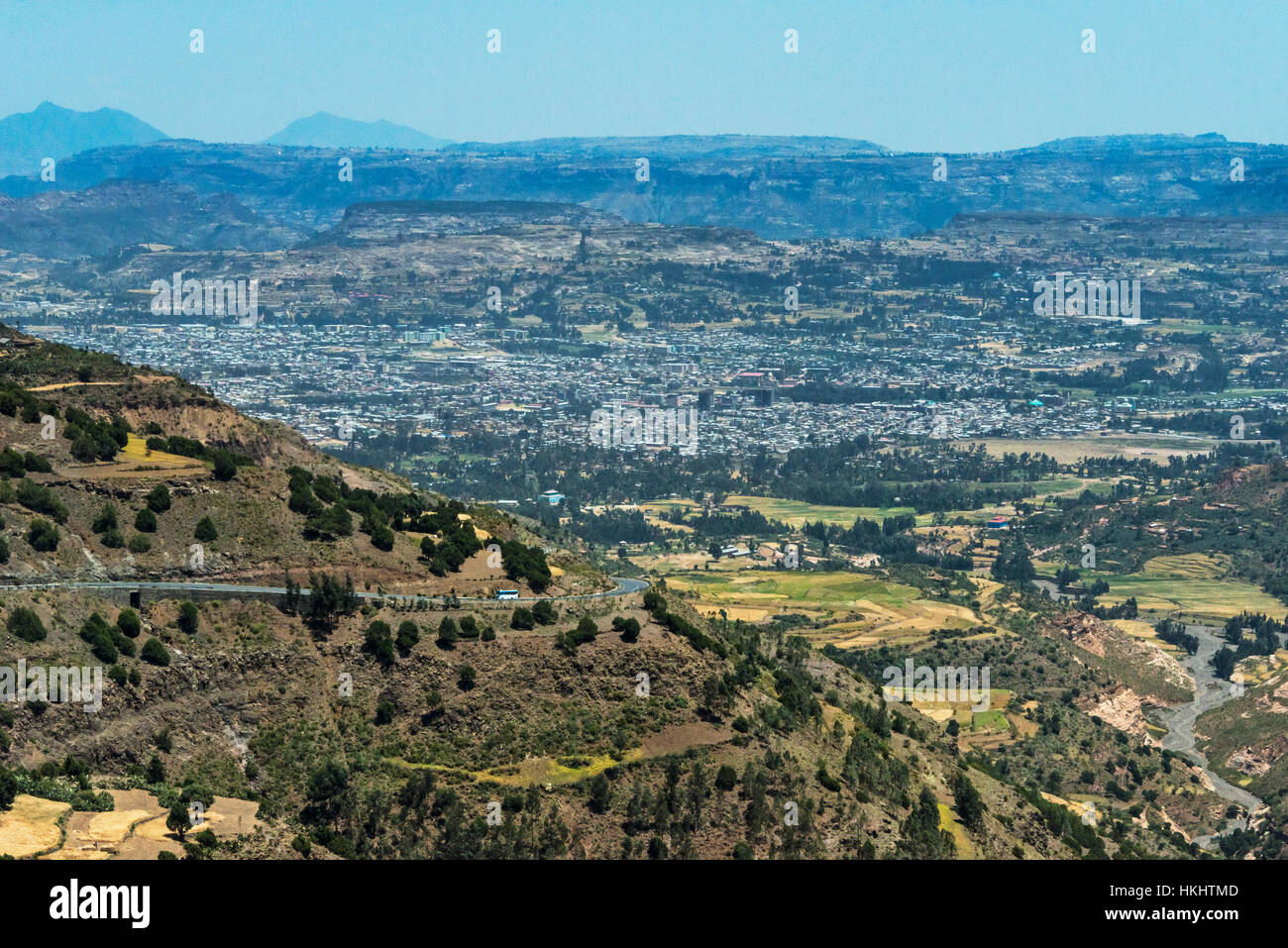 Terres agricoles de la montagne, région du Tigré, en Ethiopie Banque D'Images