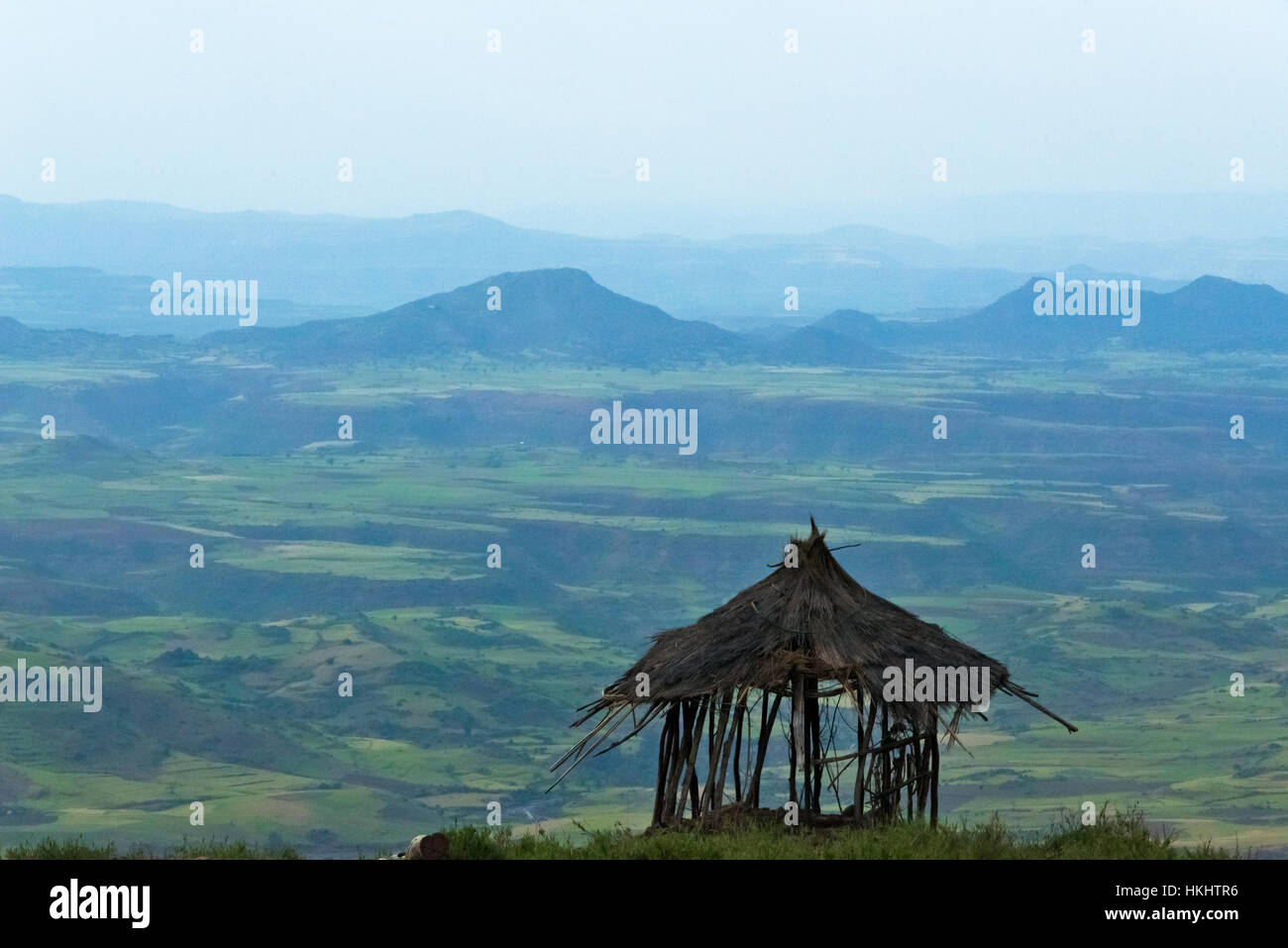 Une petite cabane dans la montagne, région d'Amhara, en Éthiopie Banque D'Images