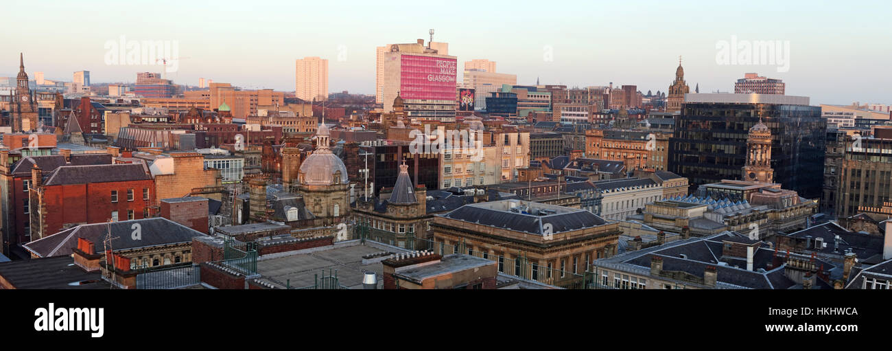 Panorama sur la ville de Glasgow, Strathclyde, Écosse, Royaume-Uni, G1 1QE vers George Square et l'est Banque D'Images