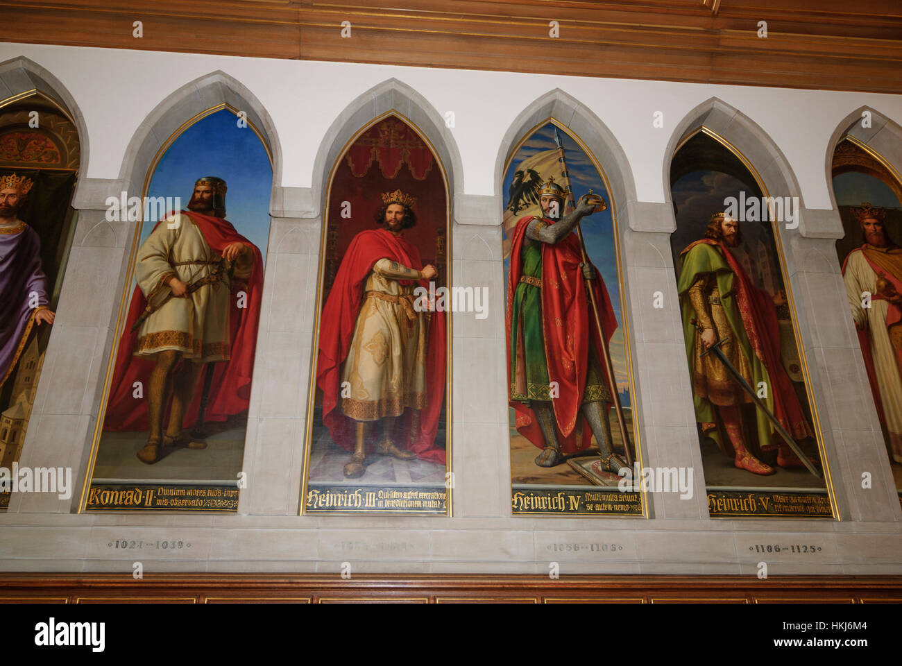 Frankfurt am Main : Römer (hôtel de ville), Imperial hall d'hôtel - images - Photos des empereurs allemands : Konrad II., III., Heinrich Heinrich IV., Heinrich v., Römer, il Banque D'Images