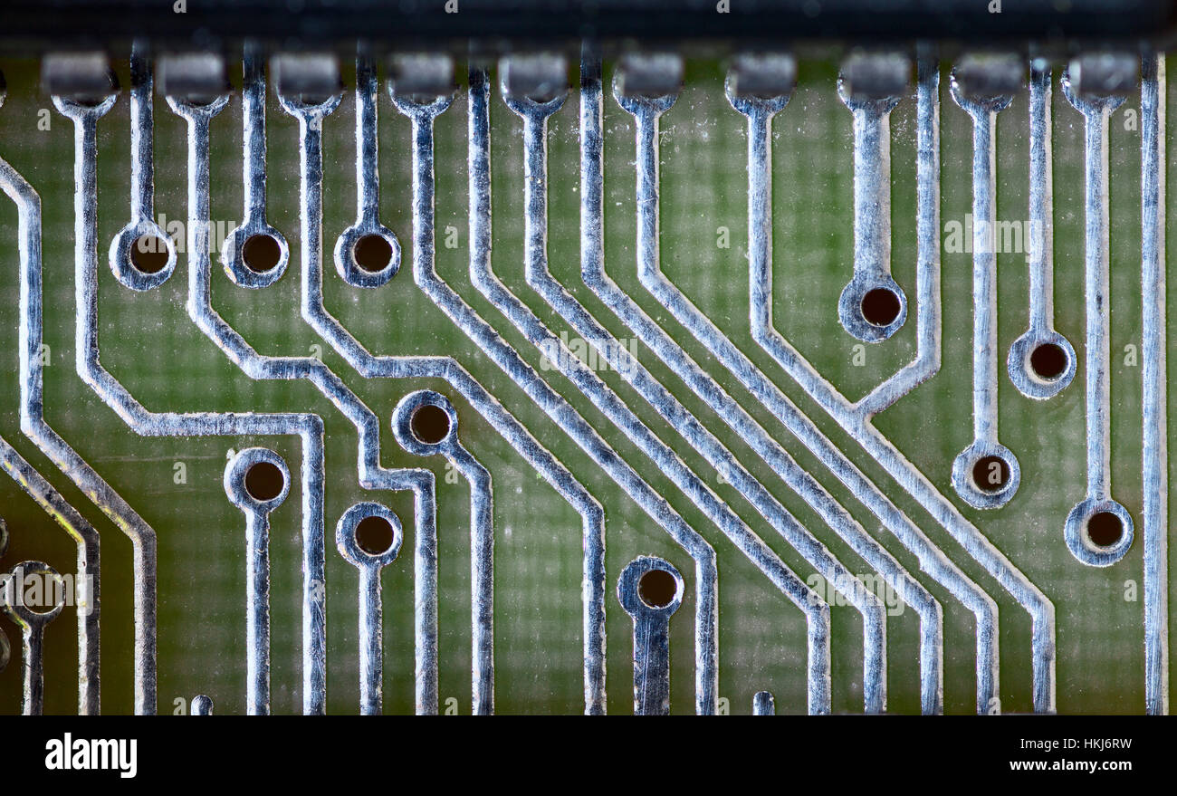 Les voies de la carte de circuit imprimé close-up Banque D'Images