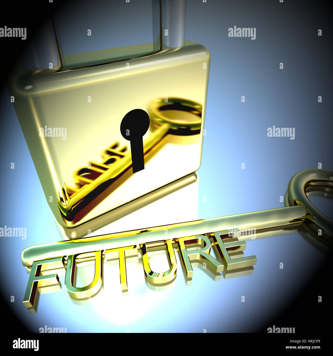 Cadenas avec clé de l'avenir espoirs et rêves souhaite montrer le rendu 3D Banque D'Images