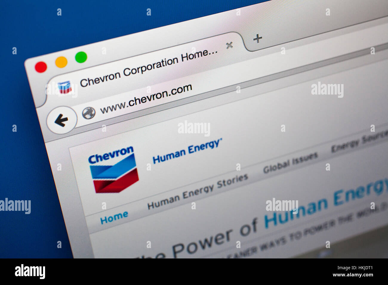 Londres, Royaume-Uni - 21 octobre 2015 : La page d'accueil du site officiel de Chevron Corporation, le 21 octobre 2015. Chevron Corporation est un mu Banque D'Images