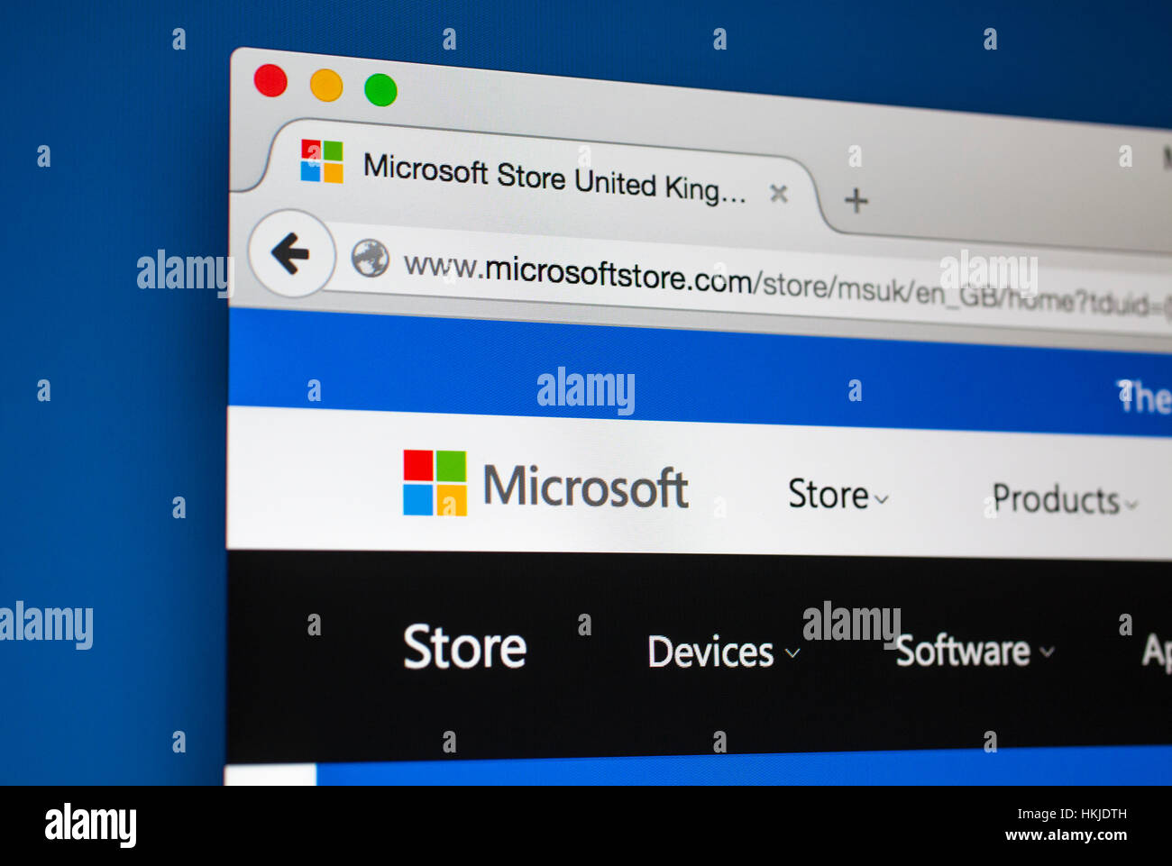 Londres, Royaume-Uni - 21 octobre 2015 : La page d'accueil du site officiel de Microsoft, le 21 octobre 2015. Banque D'Images