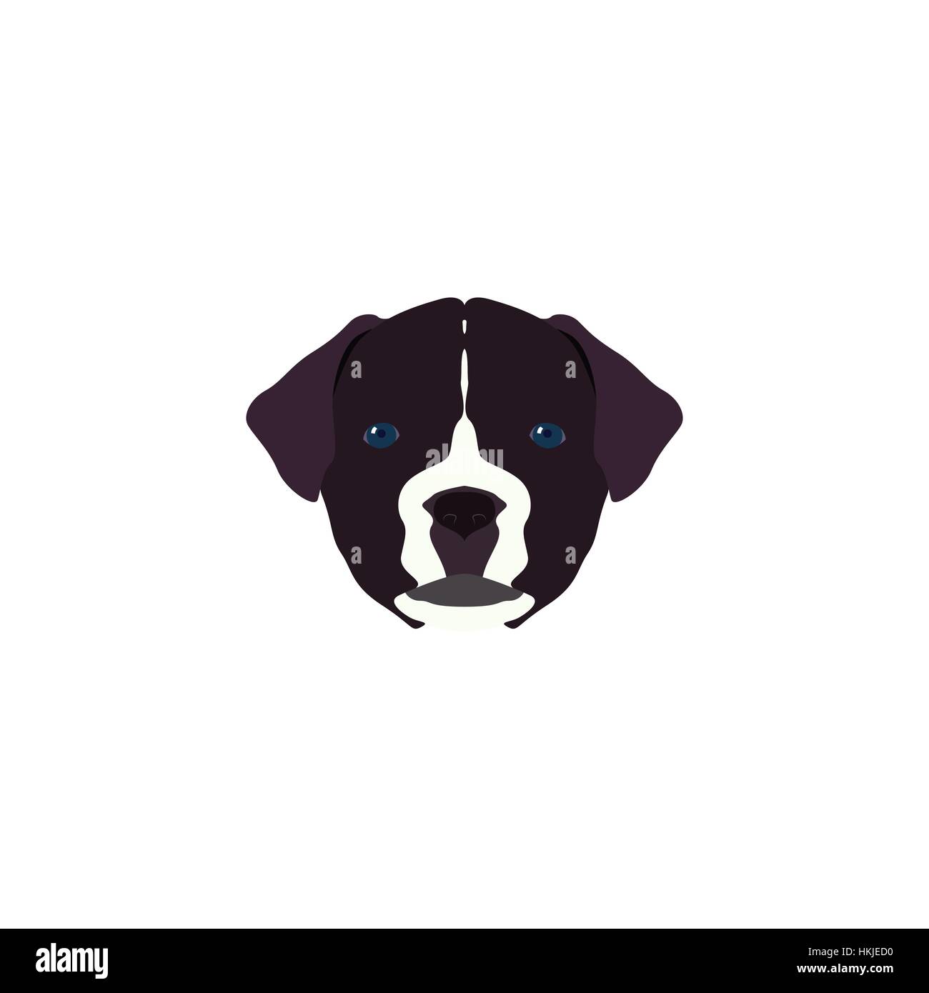 Vector Illustration Portrait de Mastiff. Visage mignon de chien noir sur fond blanc. Illustration de Vecteur