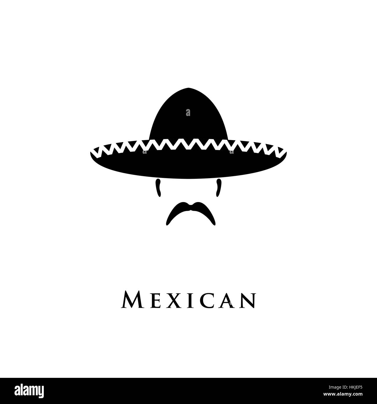Mexican Hat sombrero et moustache. Vector illustration. Illustration de Vecteur