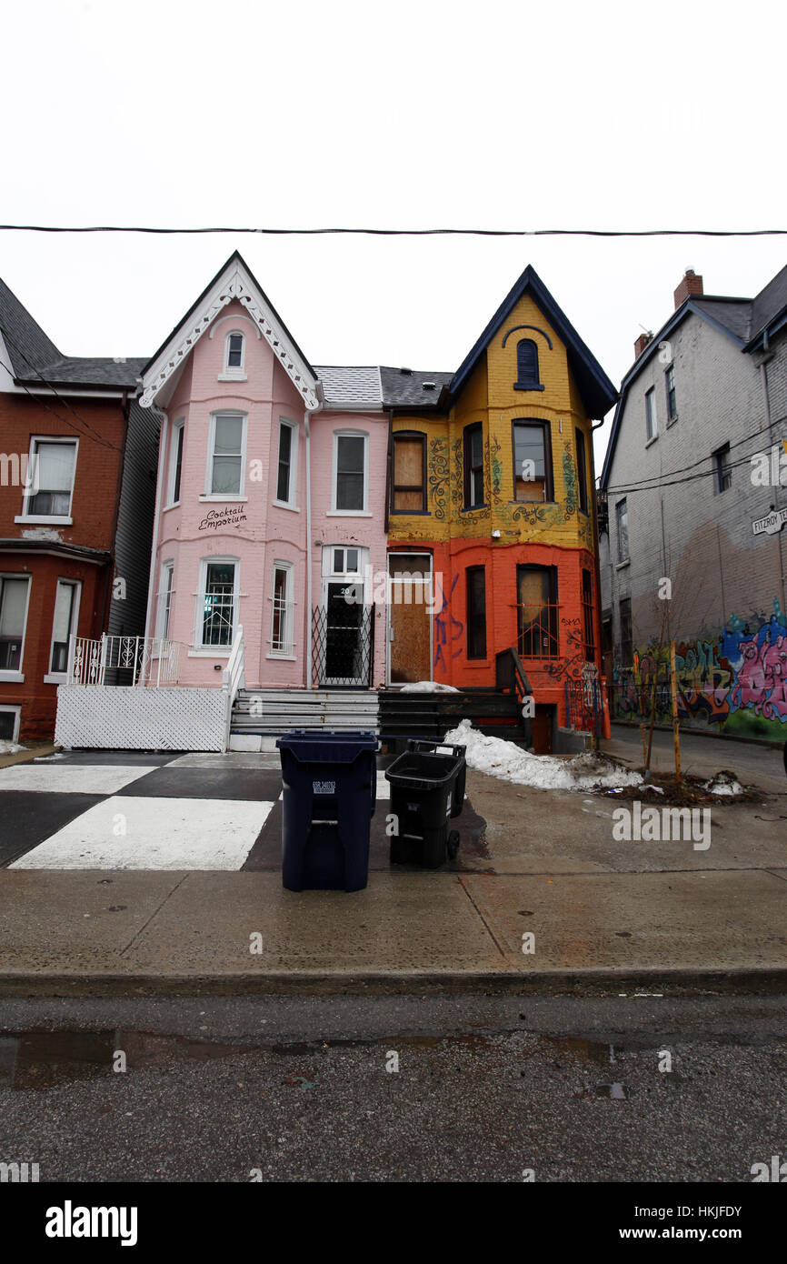 Maisons colorées à Kensington Market AreaToronto 2016 Banque D'Images