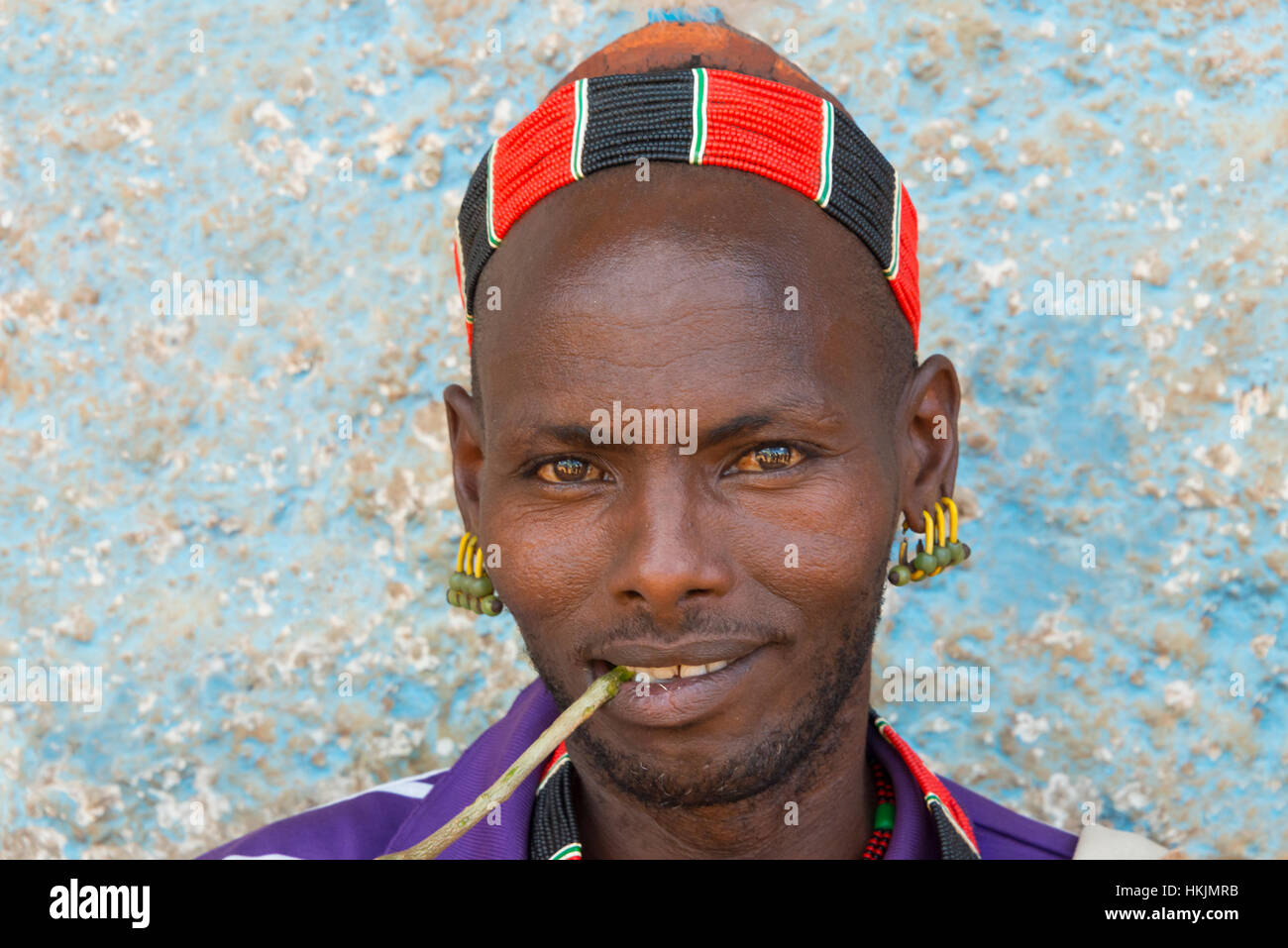 Hamar, homme de la tribu de l'Omo, Ethiopie du sud Banque D'Images