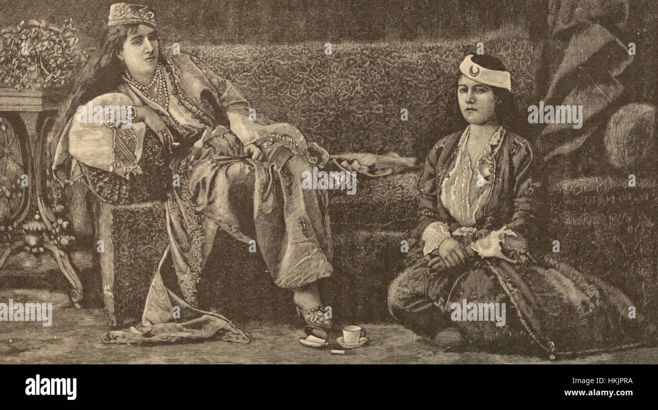 Dame turque et l'esclave dans le harem Banque D'Images