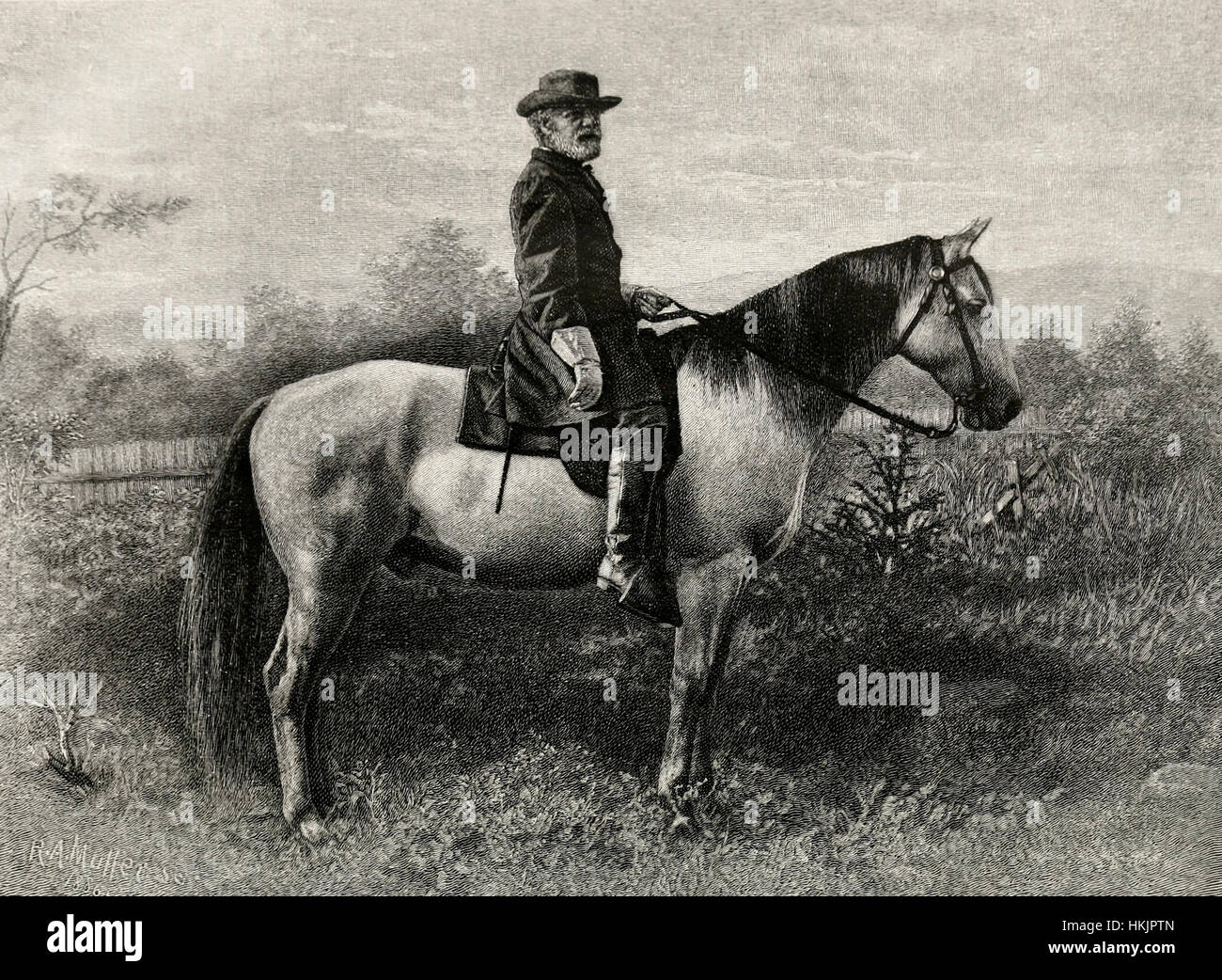 Le général Robert E Lee sur son cheval de meilleur au cours de la guerre civile USA Banque D'Images
