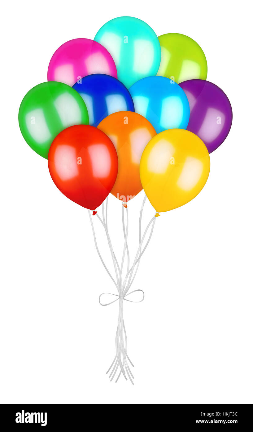 Bouquet De Ballons Colores Isole Sur Fond Blanc Photo Stock Alamy