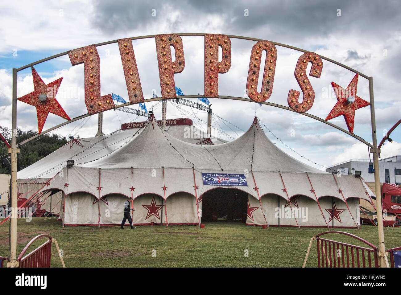 Le cirque arrive en ville - Glasgow. Banque D'Images