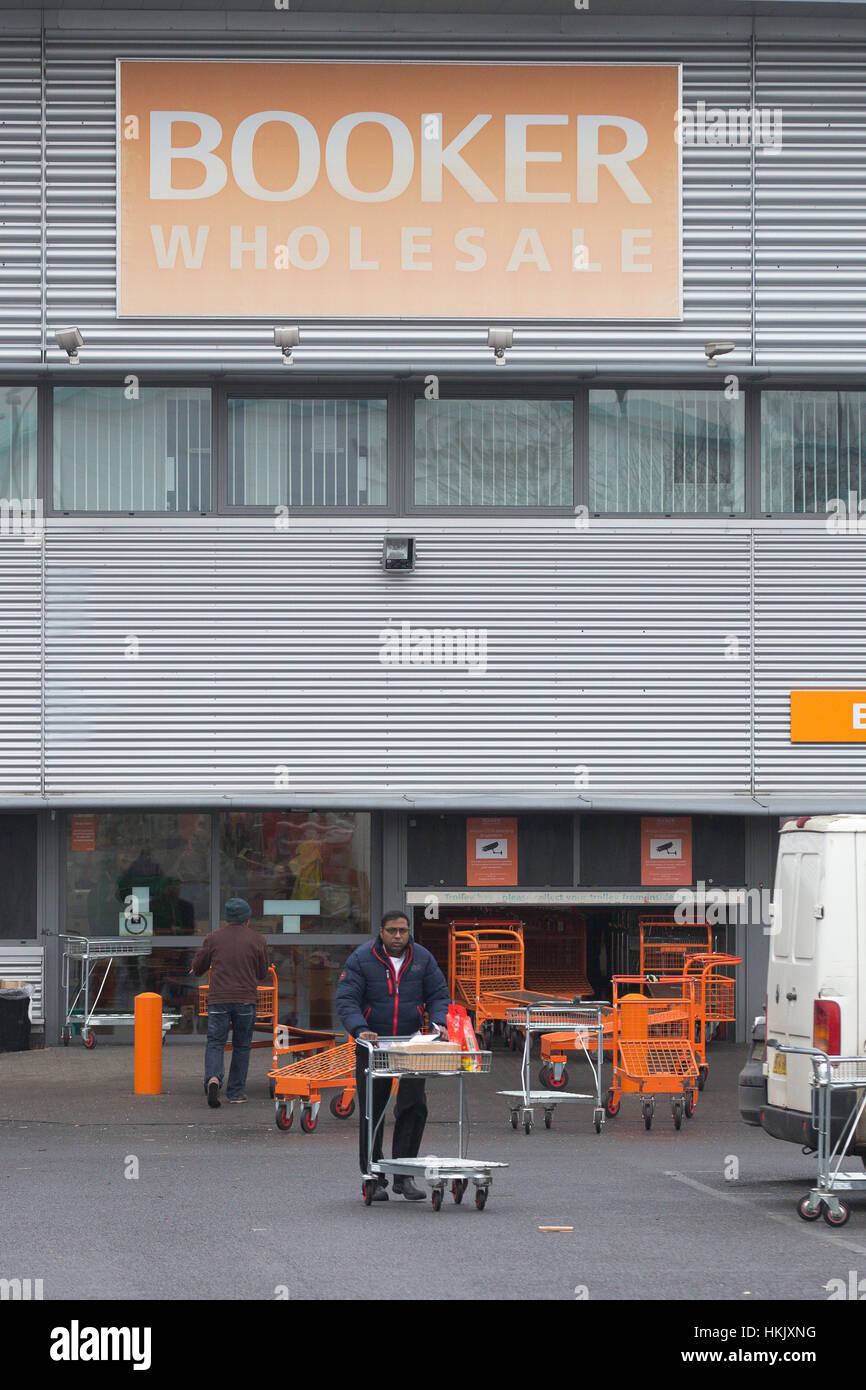 The UK's biggest grossiste alimentaire, Booker Groupe,cash and carry négoce centre à Cambridge. Banque D'Images