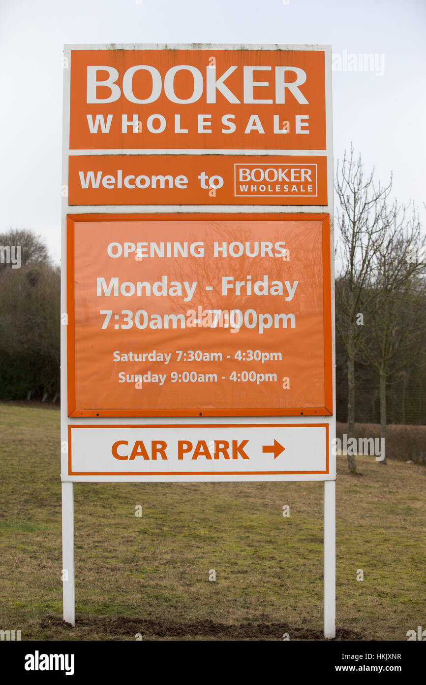 The UK's biggest grossiste alimentaire, Booker Groupe,cash and carry négoce centre à Cambridge. Banque D'Images