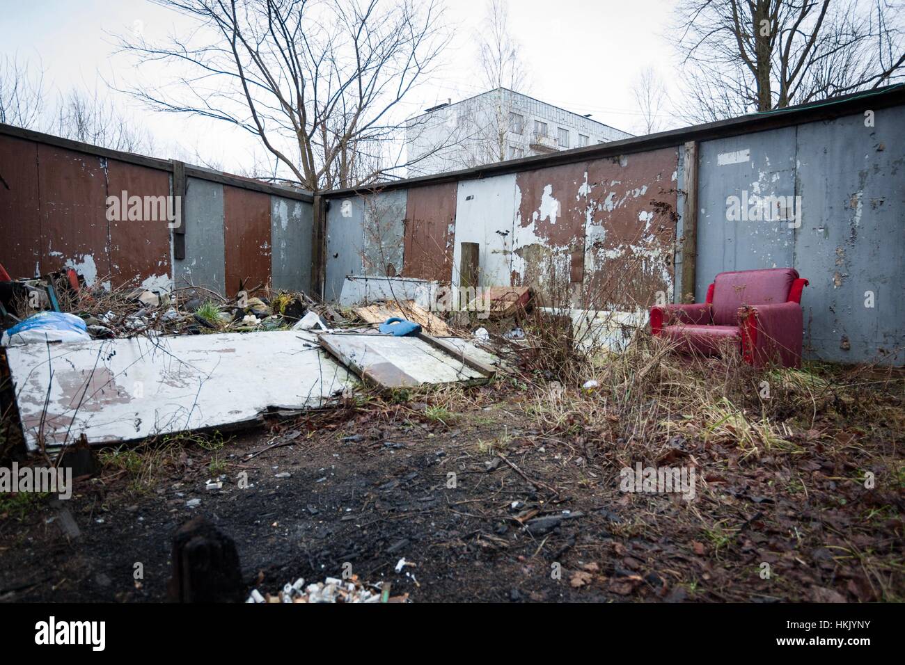 Klomino, Pologne - 7 janvier 2012 ville fantôme abandonné au début des années 90 par l'armée soviétique. Banque D'Images