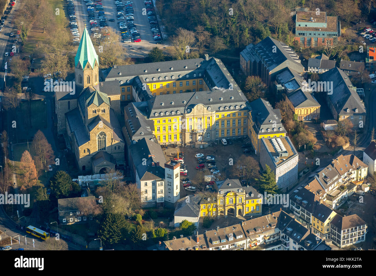 De l'école Folkwang à l'abbaye de werden, Université des Arts Folkwang, Essen-Werden, Essen, Ruhr, Rhénanie du Nord-Westphalie, Allemagne Banque D'Images