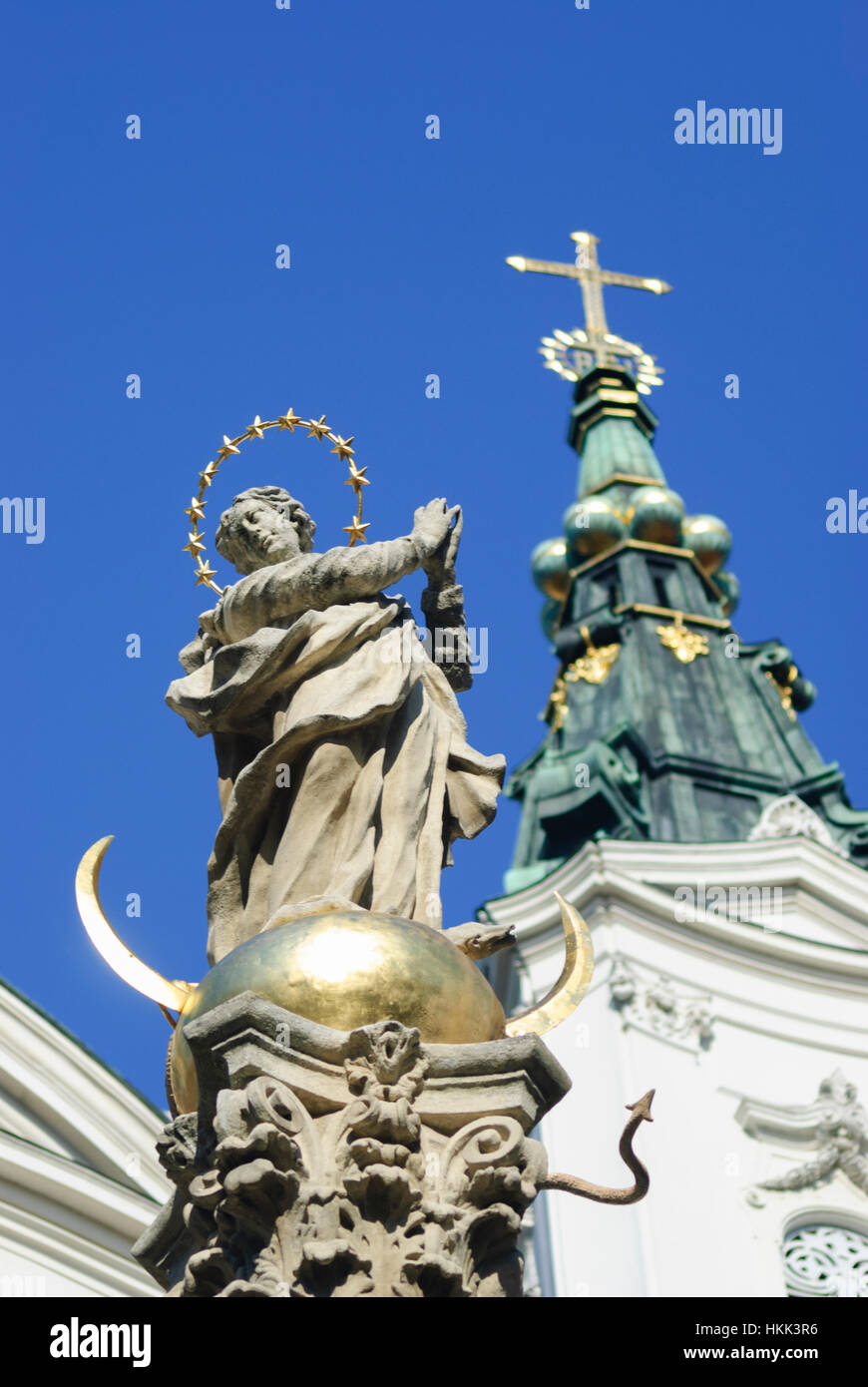 Wien, Vienne : église piariste, colonne de la peste, 08, Wien, Autriche. Banque D'Images