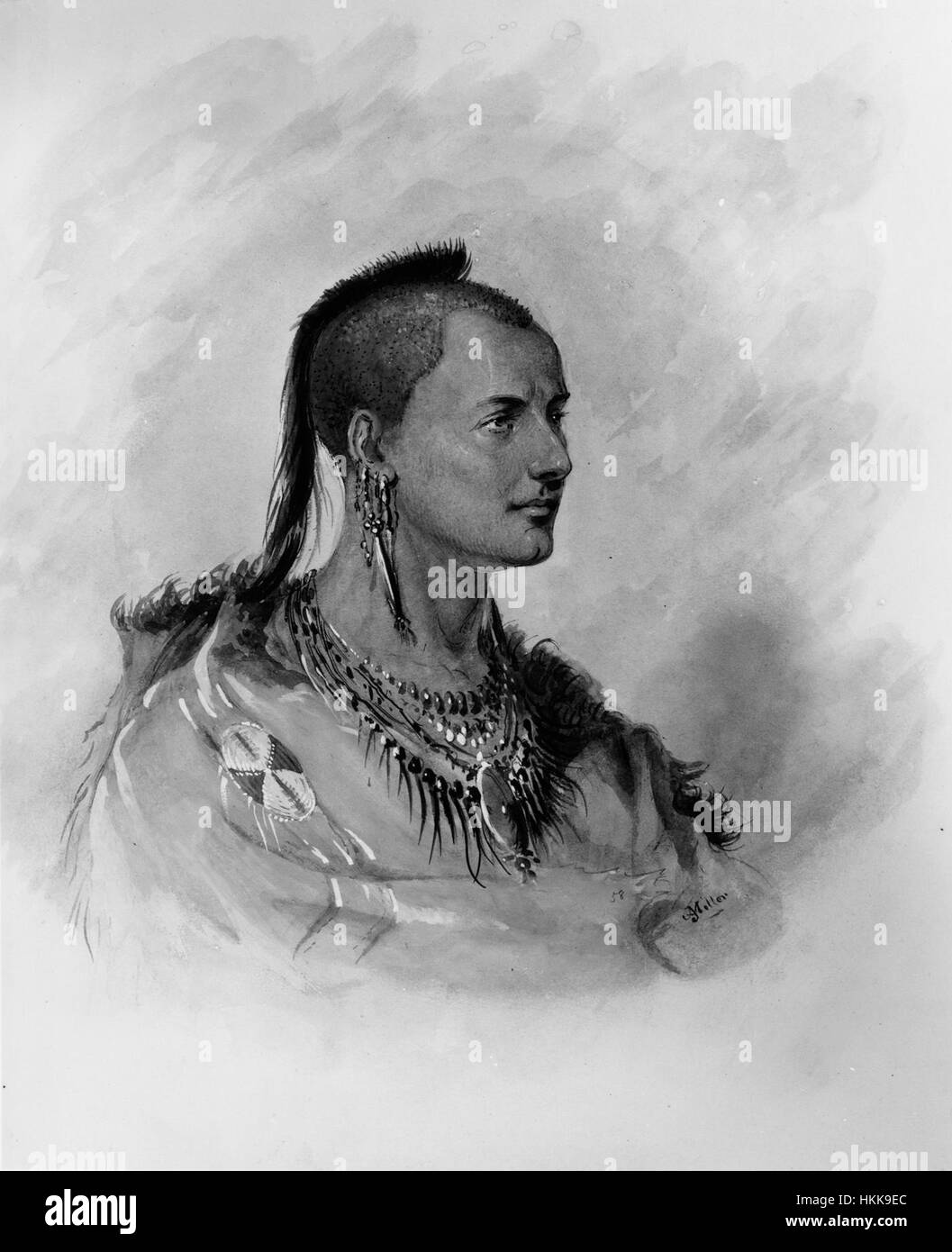 La peinture d’Alfred Jacob Miller « Sioux Indian » capture l’expérience des Amérindiens au XIXe siècle. Il met en valeur la tribu Sioux dans son environnement culturel et naturel, reflétant les voyages de l'artiste dans l'Ouest américain. Banque D'Images