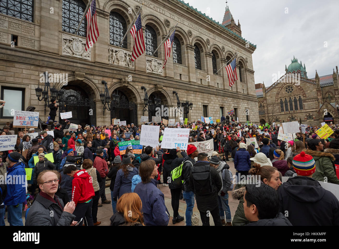 Boston, USA. 29 janvier, 2017. Protestation d'atout à Copley Square. Miki Joven/Alamy Live News Banque D'Images