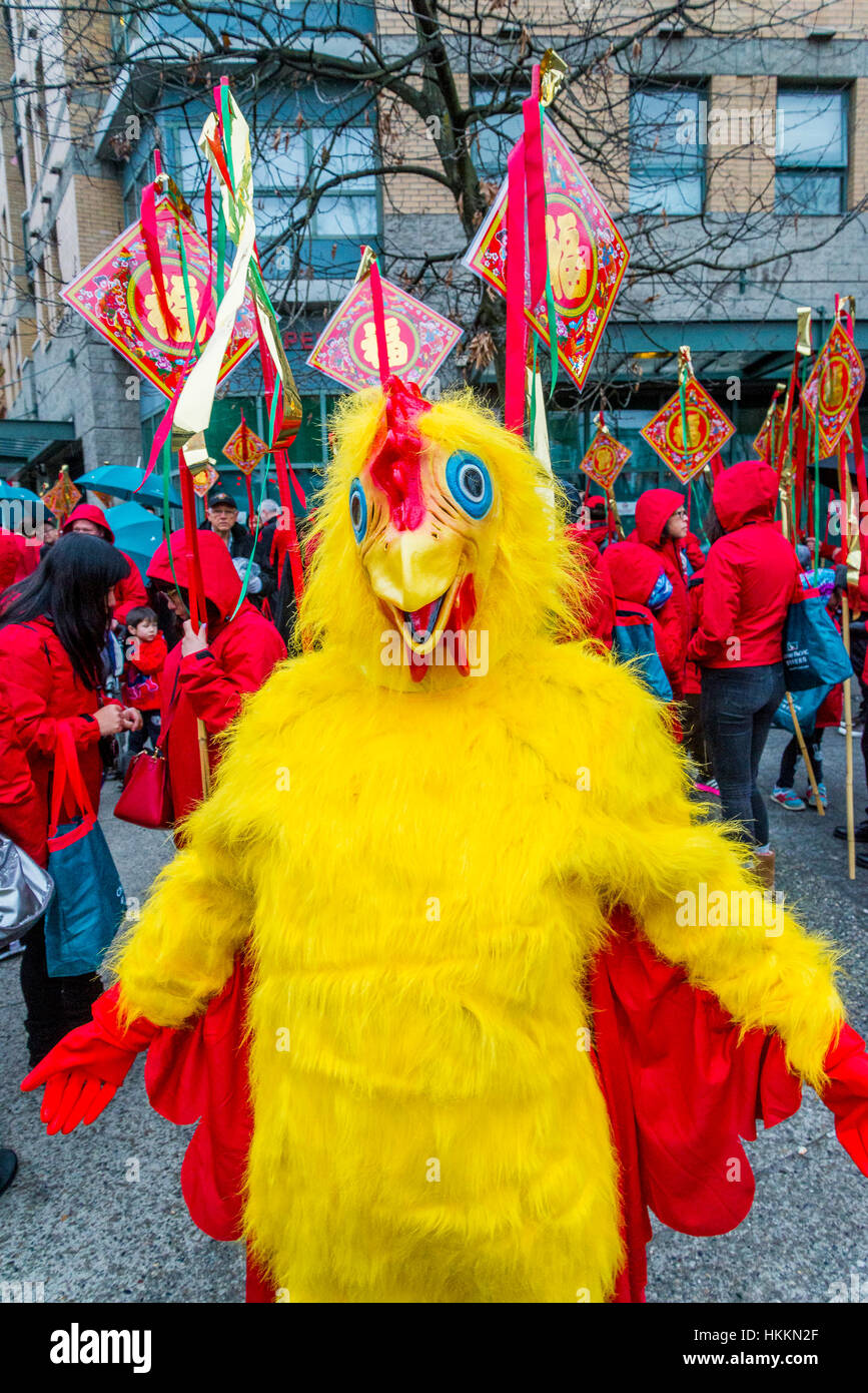 Vancouver, le 29 janvier, 2017. Défilé du Nouvel An chinois a lieu pour célébrer l'année du coq à Vancouver, Colombie-Britannique. Crédit : Michael Wheatley/Alamy Live News = = Banque D'Images