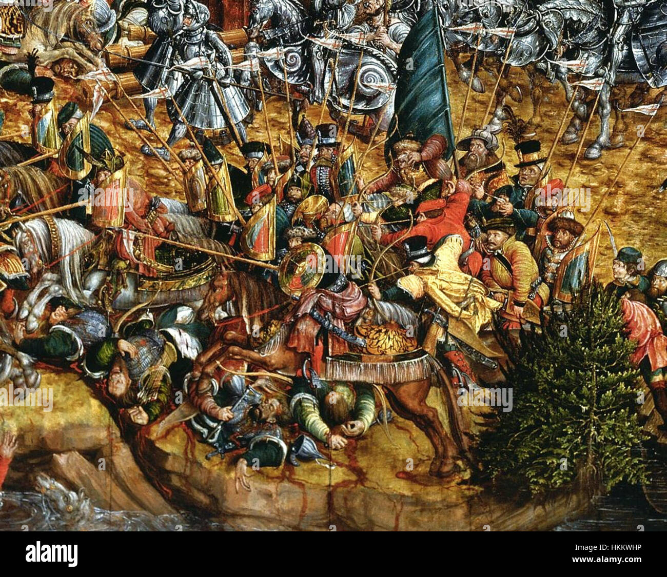 Ce détail de peinture à l'huile de la bataille d'Orsha par Krell capture l'intensité de cette bataille significative menée entre le Grand-Duché de Lituanie et le Royaume de Pologne en 1514. La pièce reflète le conflit historique en Europe de l'est. Banque D'Images