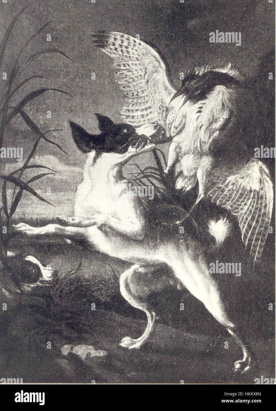 « Hunting Bird » de Schultz est une peinture à l'huile qui capture un oiseau en vol, soulignant la beauté de la faune. La pièce met en valeur l'habileté de l'artiste à représenter les animaux avec réalisme et une appréciation de la nature. Banque D'Images