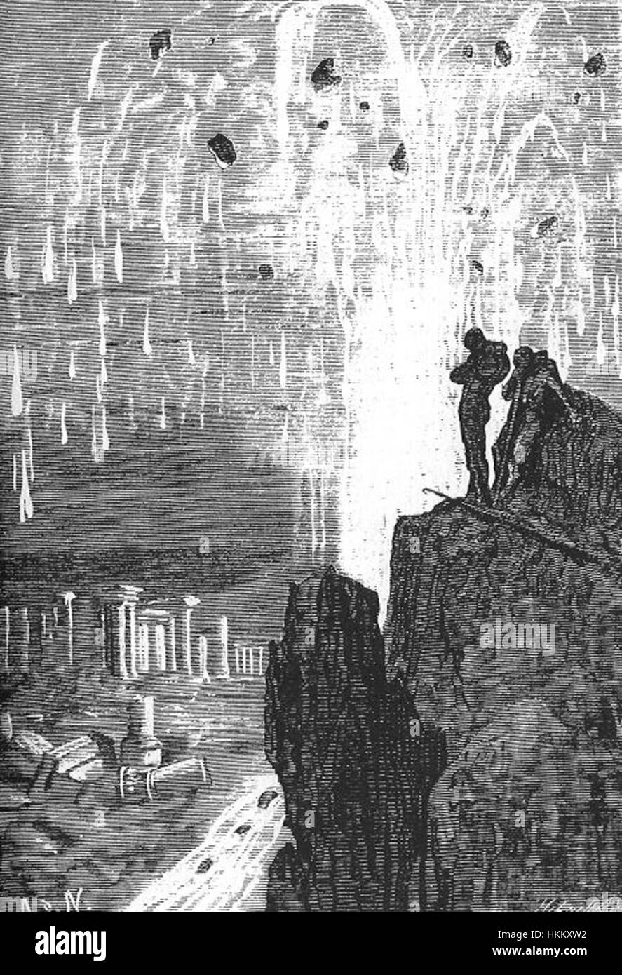 Cette illustration de Neuville et Riou représente une scène tirée du roman de Jules Verne « vingt mille lieues sous la mer ». Il capture le voyage sous-marin aventureux à bord du sous-marin Nautilus, un élément clé du classique de science-fiction. Banque D'Images