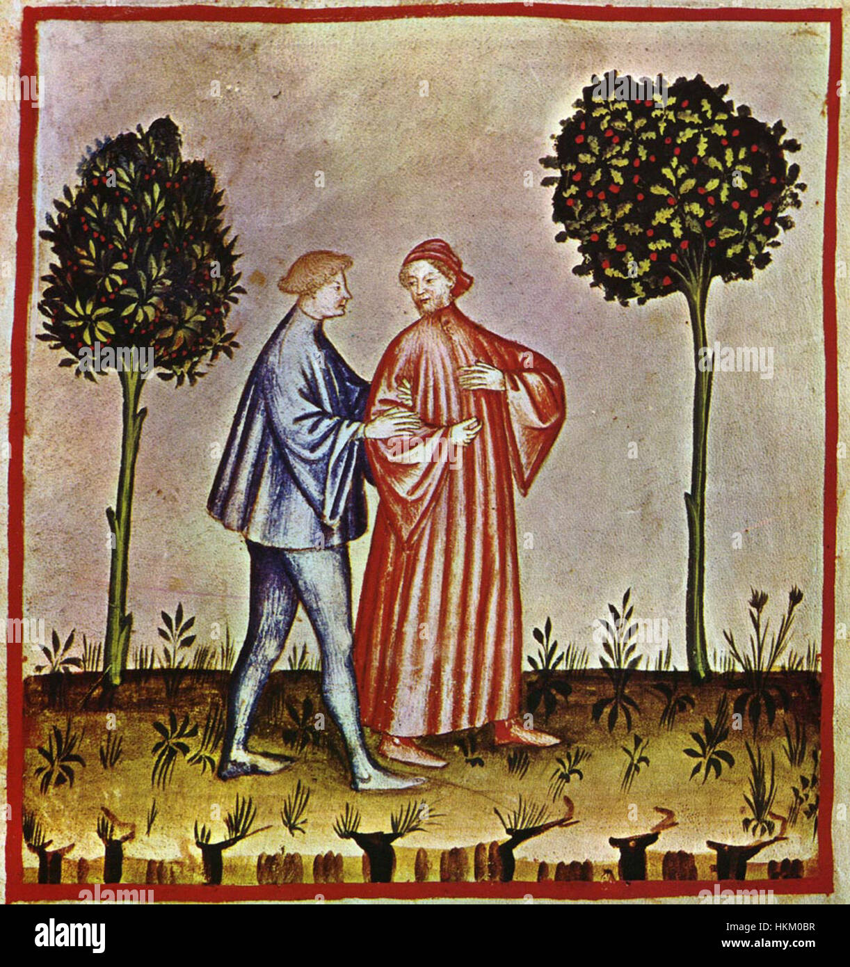 '41-svaghi, passeggiare' est une illustration du Taccuino Sanitatis, un manuscrit médiéval conservé à la bibliothèque Casanatense. L'image représente une scène détaillée représentant la vie médiévale et les pratiques de santé, mettant l'accent sur l'activité physique et le bien-être. Banque D'Images