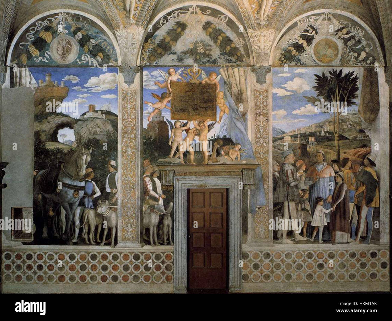 L'œuvre d'Andrea Mantegna, caractérisée par sa technique détaillée et raffinée, constitue une contribution significative à la Renaissance autorisée Ses œuvres explorent souvent des thèmes classiques et mettent en valeur sa maîtrise de la perspective et de la précision anatomique. Banque D'Images